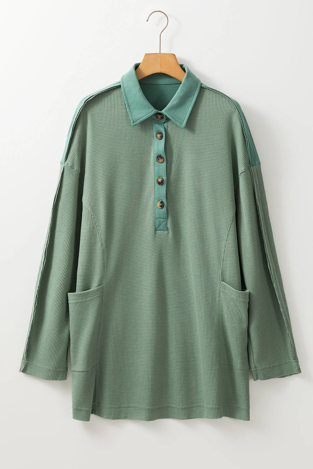Threaded Pear Arianna Waffle Half Button Top. - Image 9