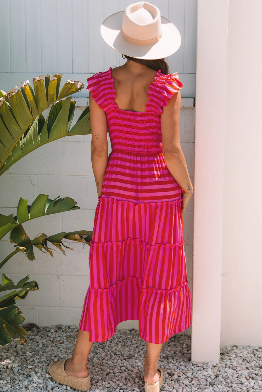 Threaded Pear Arisbeth Stripe Flutter Sleeve Maxi Dress - Image 2