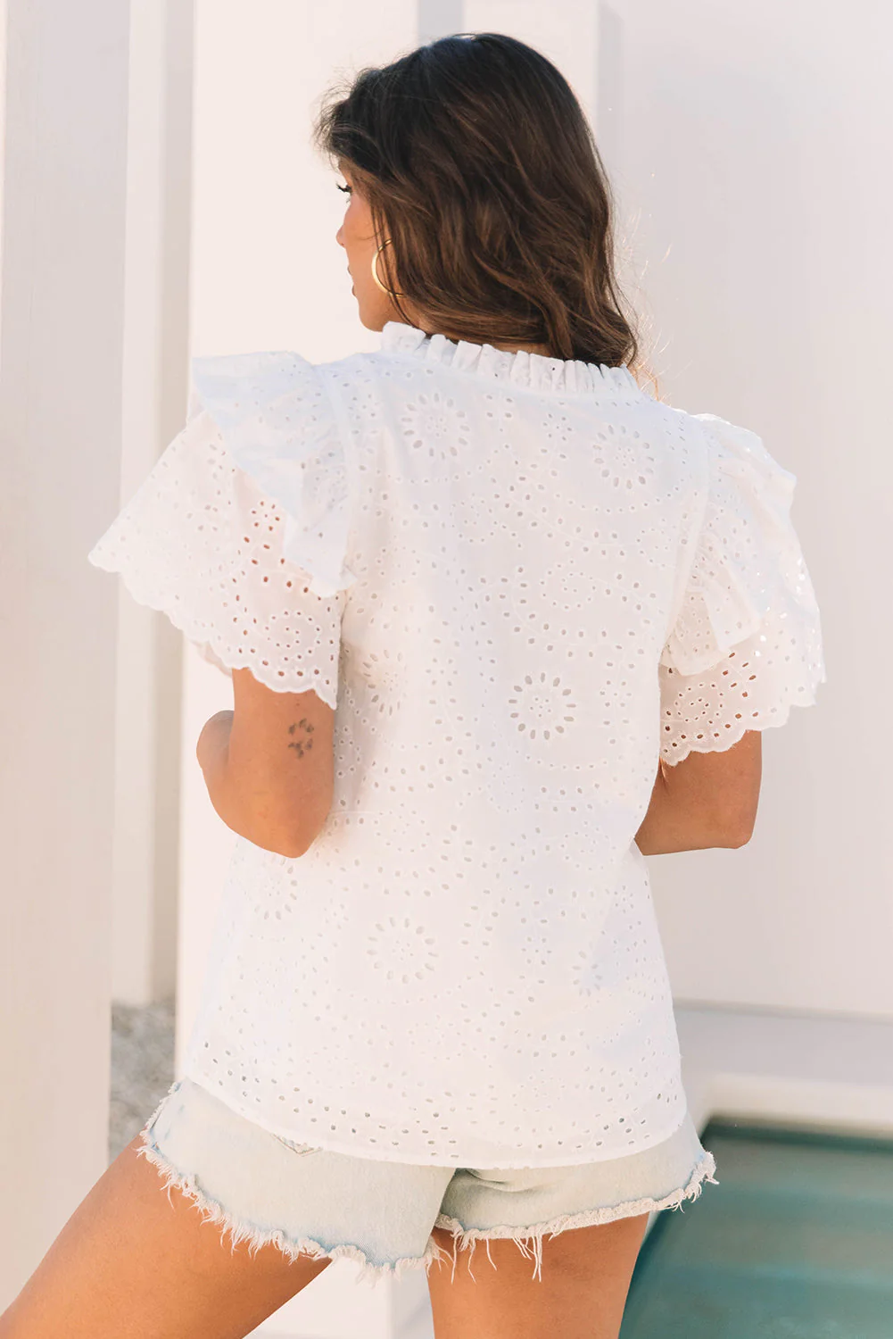 Threaded Pear Aspyn Ruffle Short Sleeve Blouse - Image 2