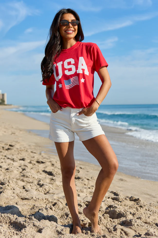 Athletic USA Flag Red Graphic Tee - Image 5