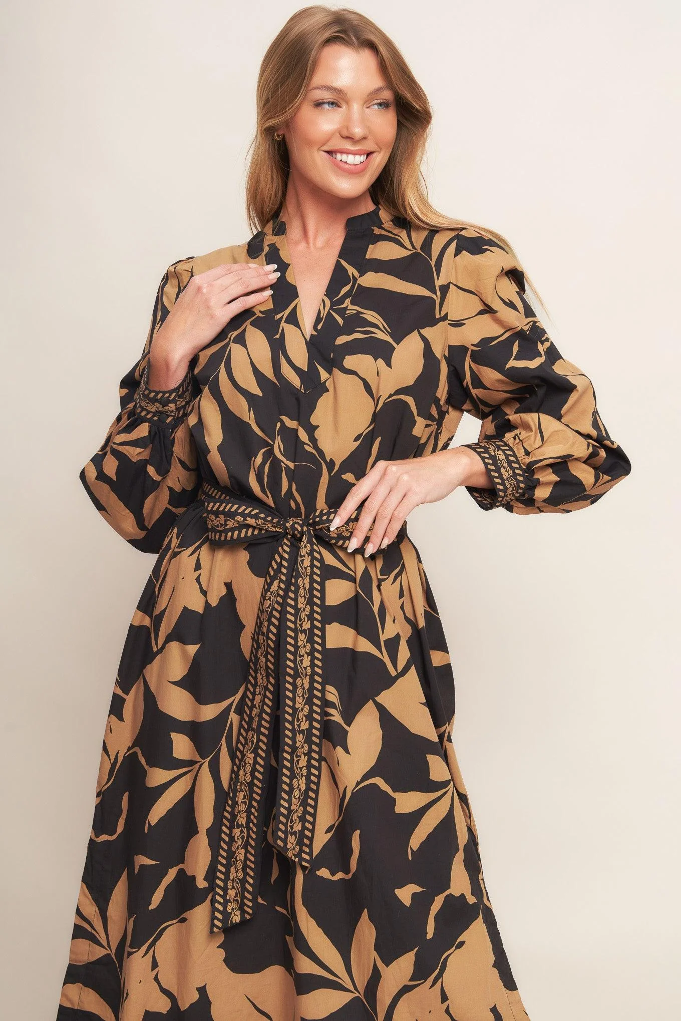Autumn Leaf Woven Midi Dress - Image 3