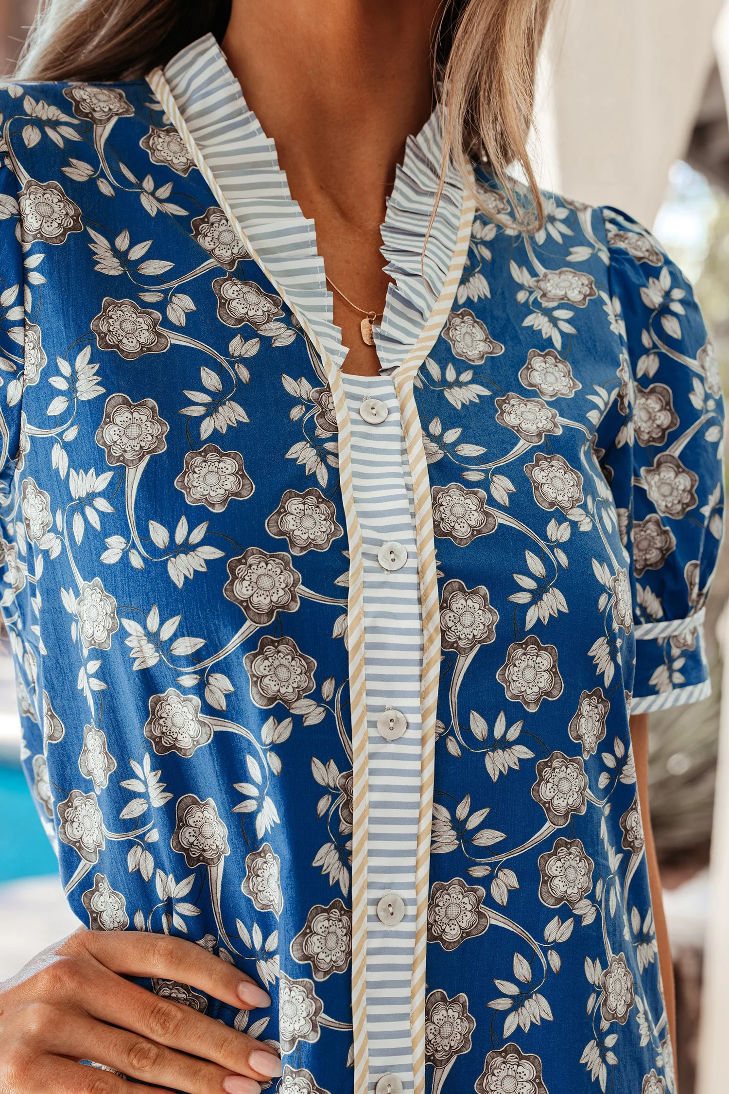 Threaded Pear Azalea Short Sleeve Floral Dress - Image 8