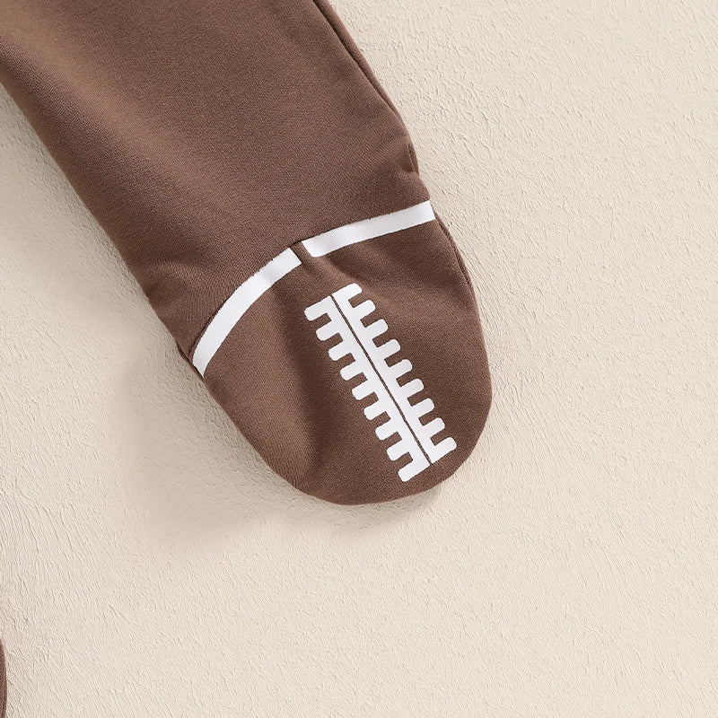 Baby Boys Girls Jumpsuit Long Sleeve Round Neck Romper Football Footie Bodysuit - Image 10