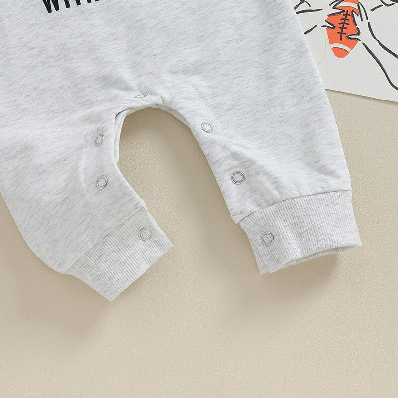 Baby Girl Boy Romper On Saturdays We Watch Football With Daddy Letter Print Long Sleeve Round Neck Jumpsuit Fall Clothes - Image 12