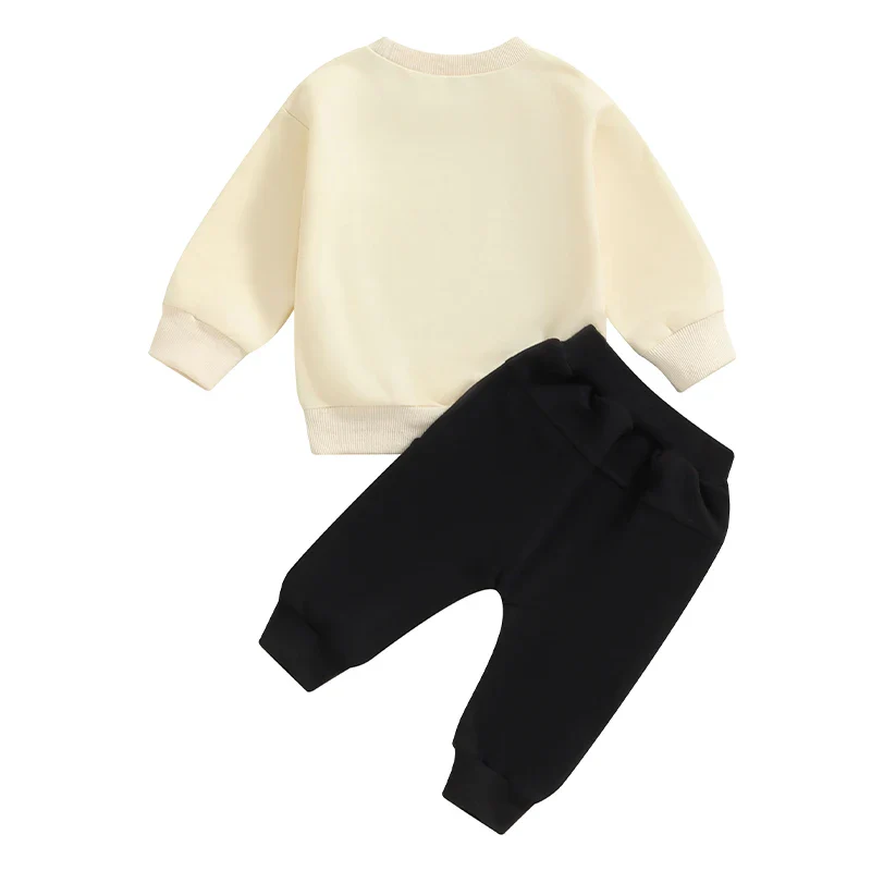 Baby Toddler Boys 2Pcs Daddy's Little Buddy Fall Outfit Letter Print Long Sleeve Round Neck Top and Solid Color Pants Set - Image 11