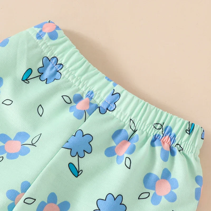 Baby Toddler Girls 2Pcs Fall Set Long Sleeve O Neck Floral Flower Print Top Elastic Waist Pants Set - Image 5