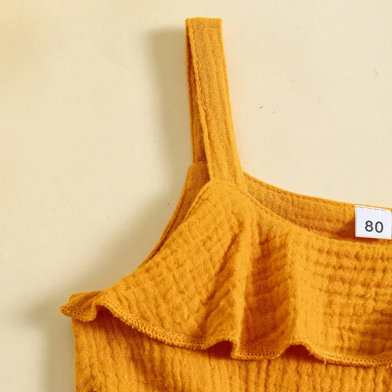 Baby Toddler Girls Summer Dress Casual Sleeveless Tank Square Neck Tie Belt A-Line Dress - Image 18
