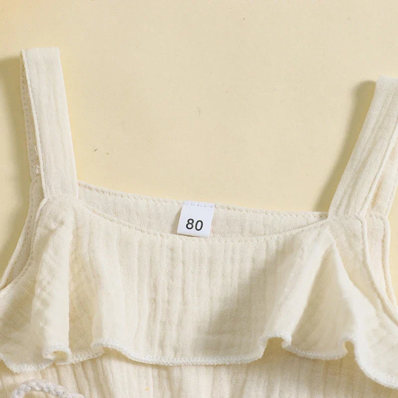 Baby Toddler Girls Summer Dress Casual Sleeveless Tank Square Neck Tie Belt A-Line Dress - Image 4
