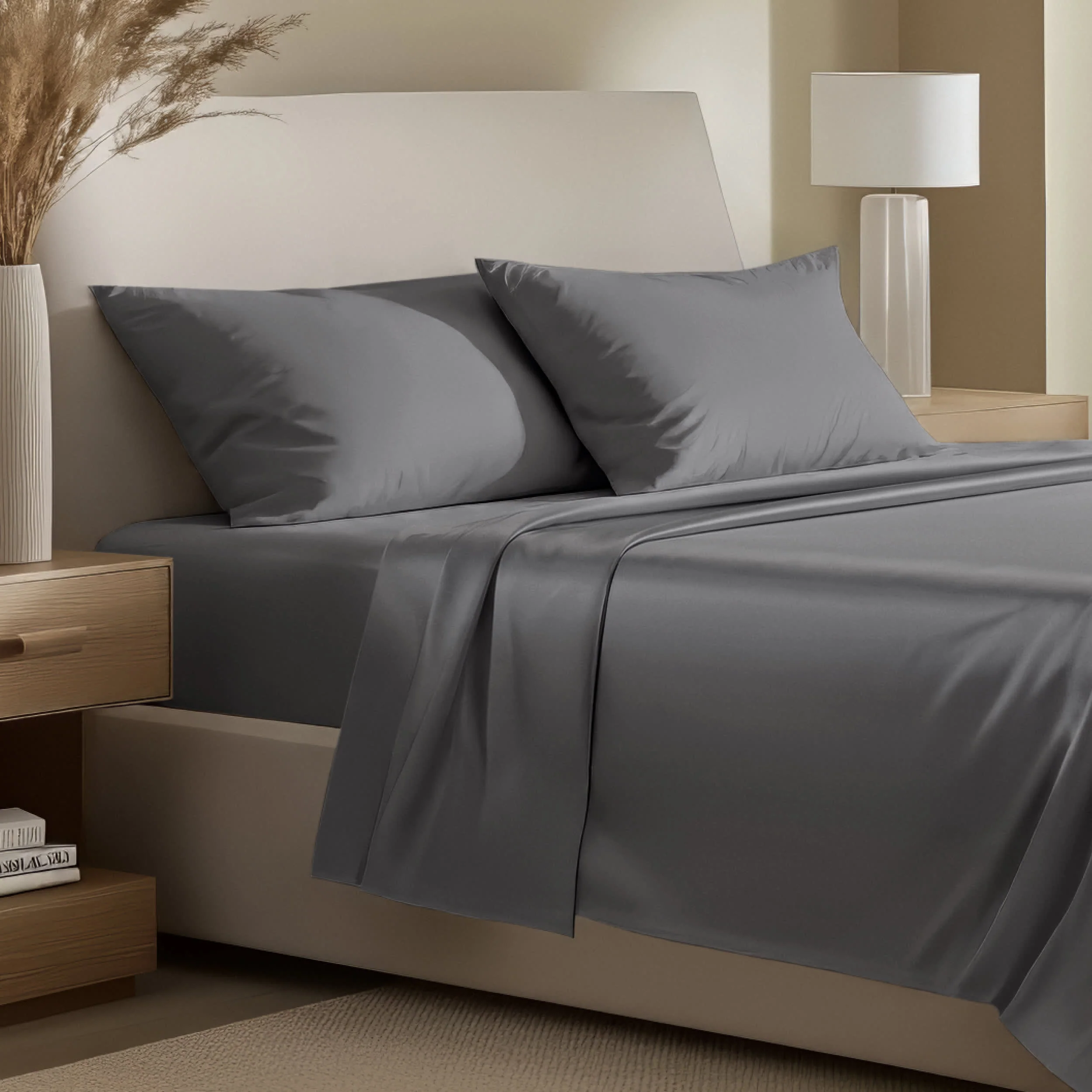 Bare Home 400 Thread Count Organic Cotton Sateen Bed Sheet Set - Image 6