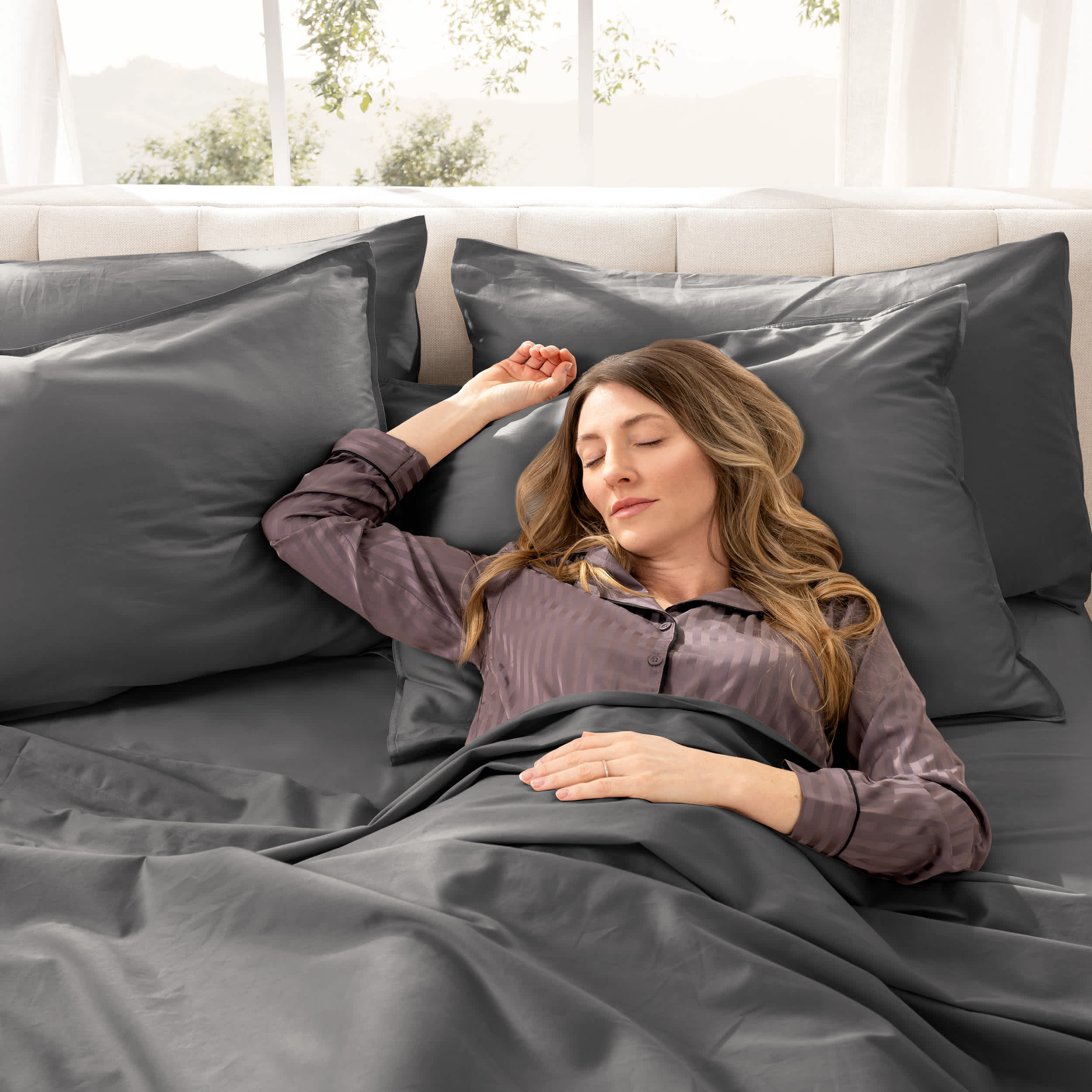 Bare Home 400 Thread Count Organic Cotton Sateen Bed Sheet Set - Image 8