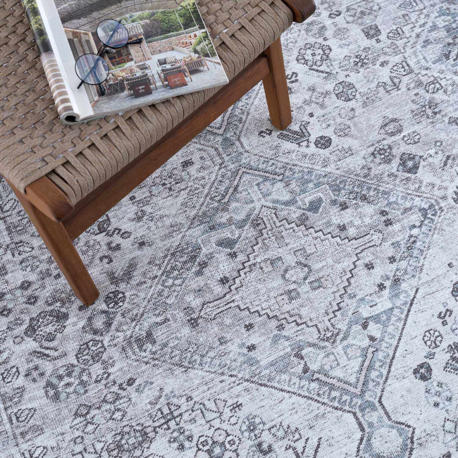 Barny Gray Denim Washable Rug - Clearance - Image 4