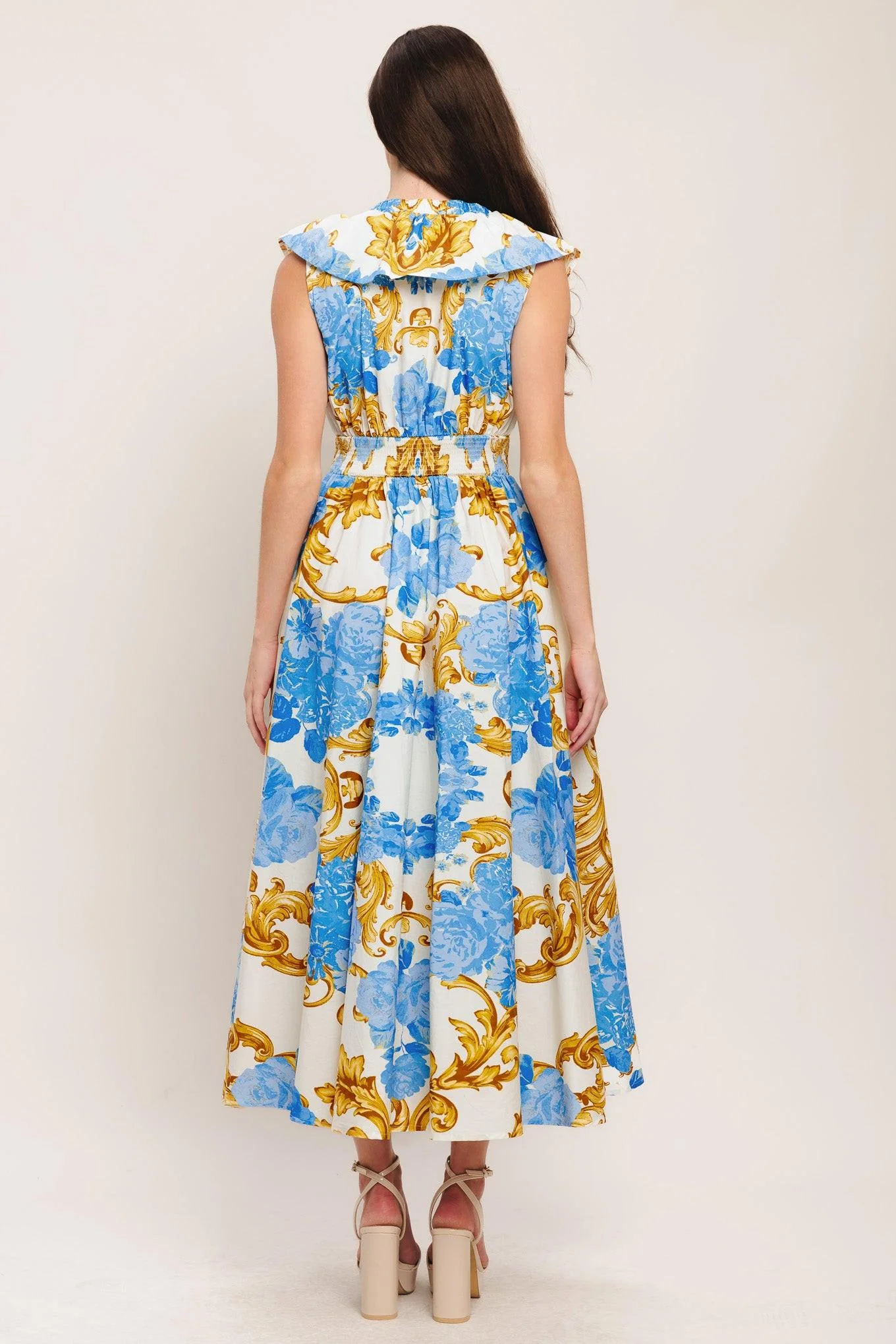 Baroque Bloom Woven Midi Dress - Image 2