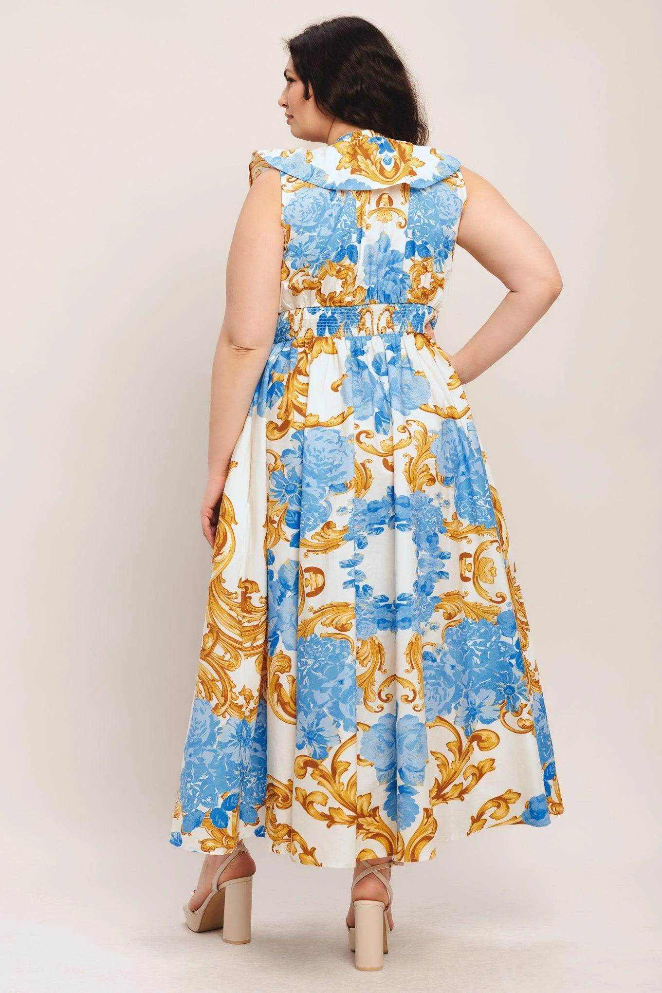 Baroque Bloom Woven Midi Dress - Image 8