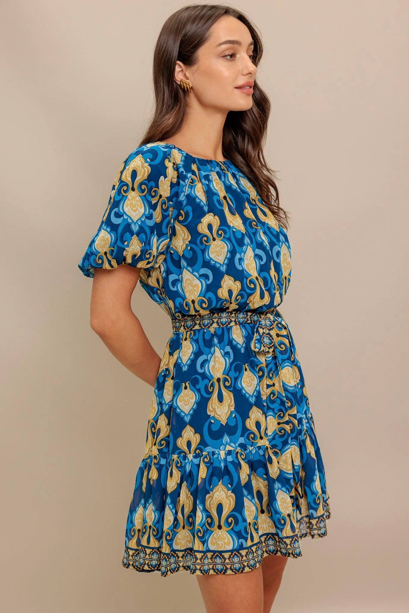 Baroque Breeze Woven Mini Dress - Image 7