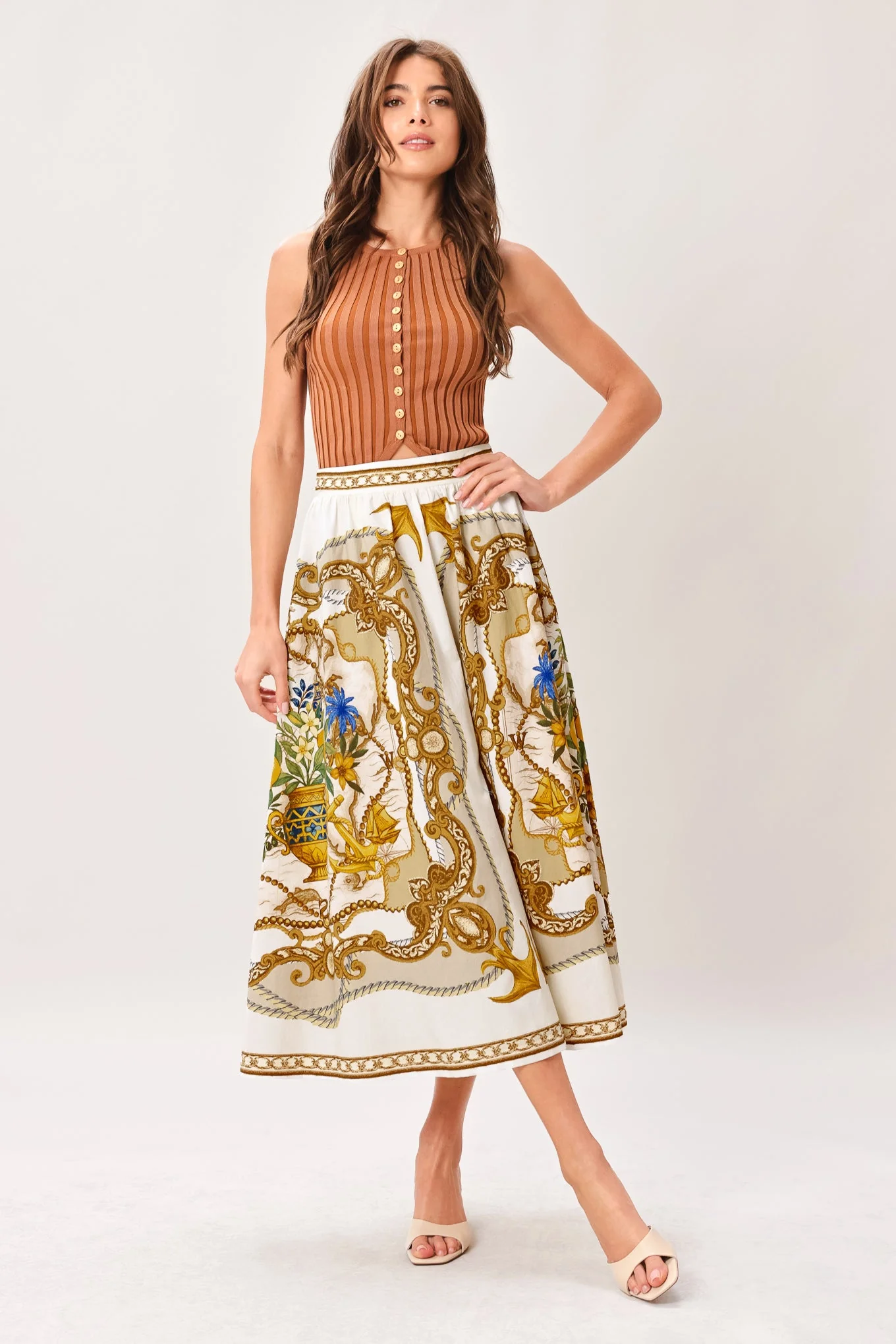 Baroque Escape Woven Midi Skirt - Image 3