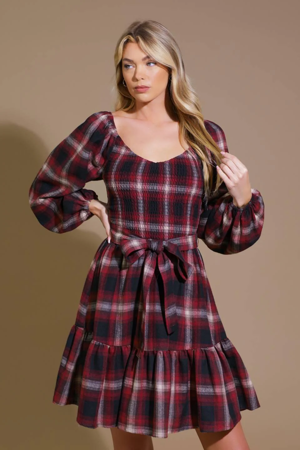Be With You Woven Plaid Mini Dress - Image 3