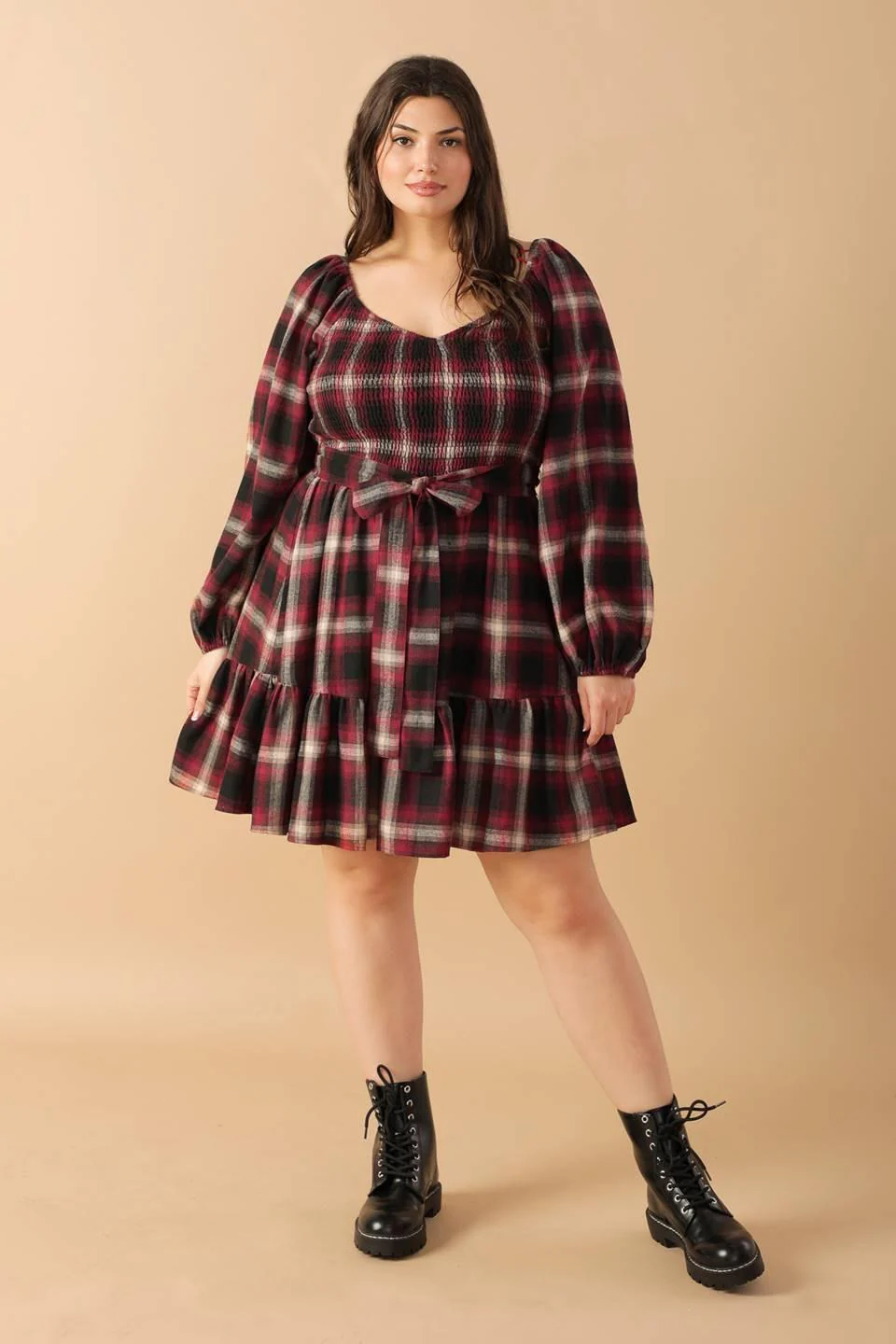 Be With You Woven Plaid Mini Dress - Image 7