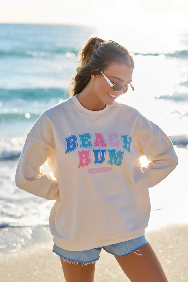 Beach Bum Cream Graphic Sweatshirt - Image 5