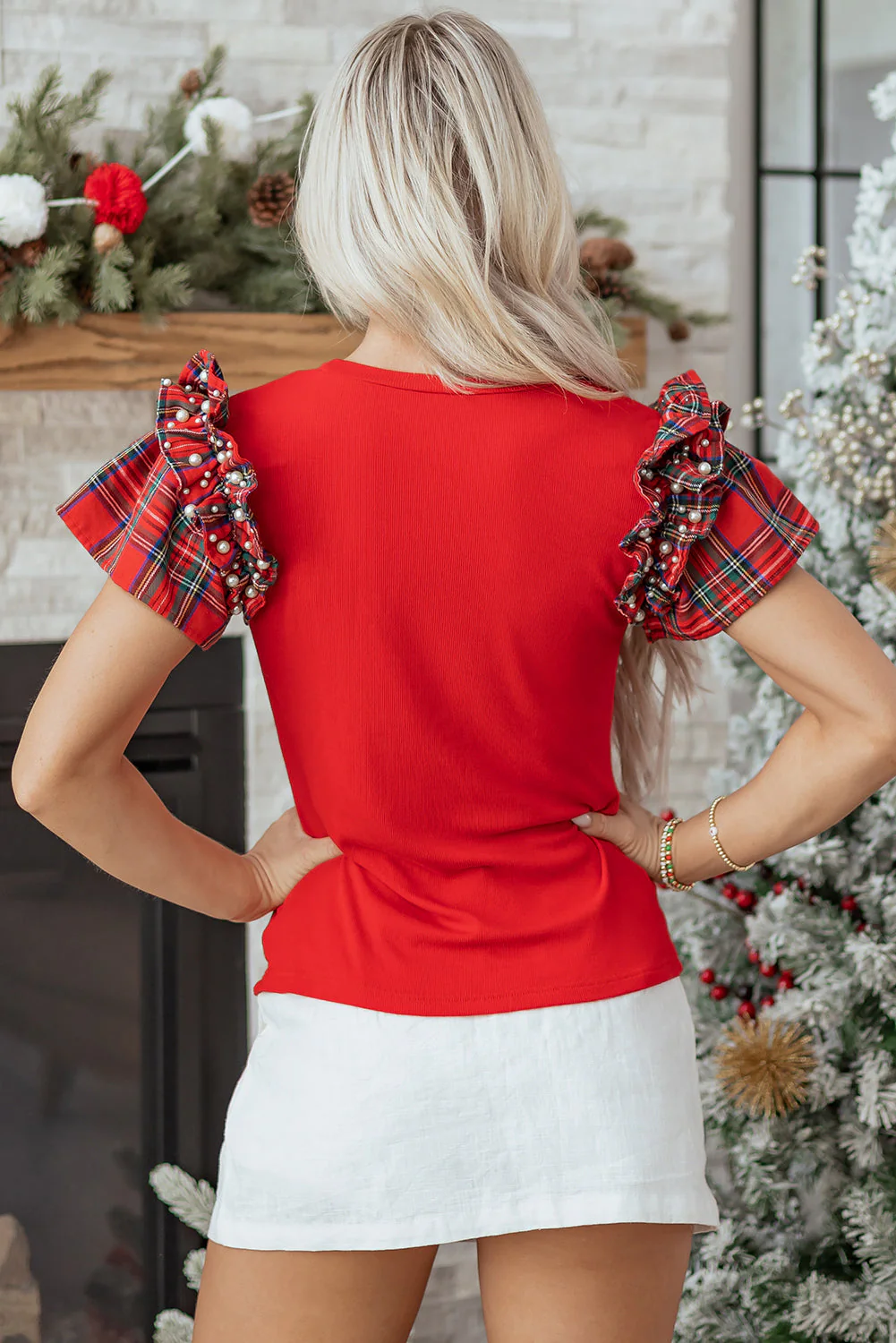Threaded Pear Beatriz Ruffle Short Sleeve PLUS Blouse - Image 2