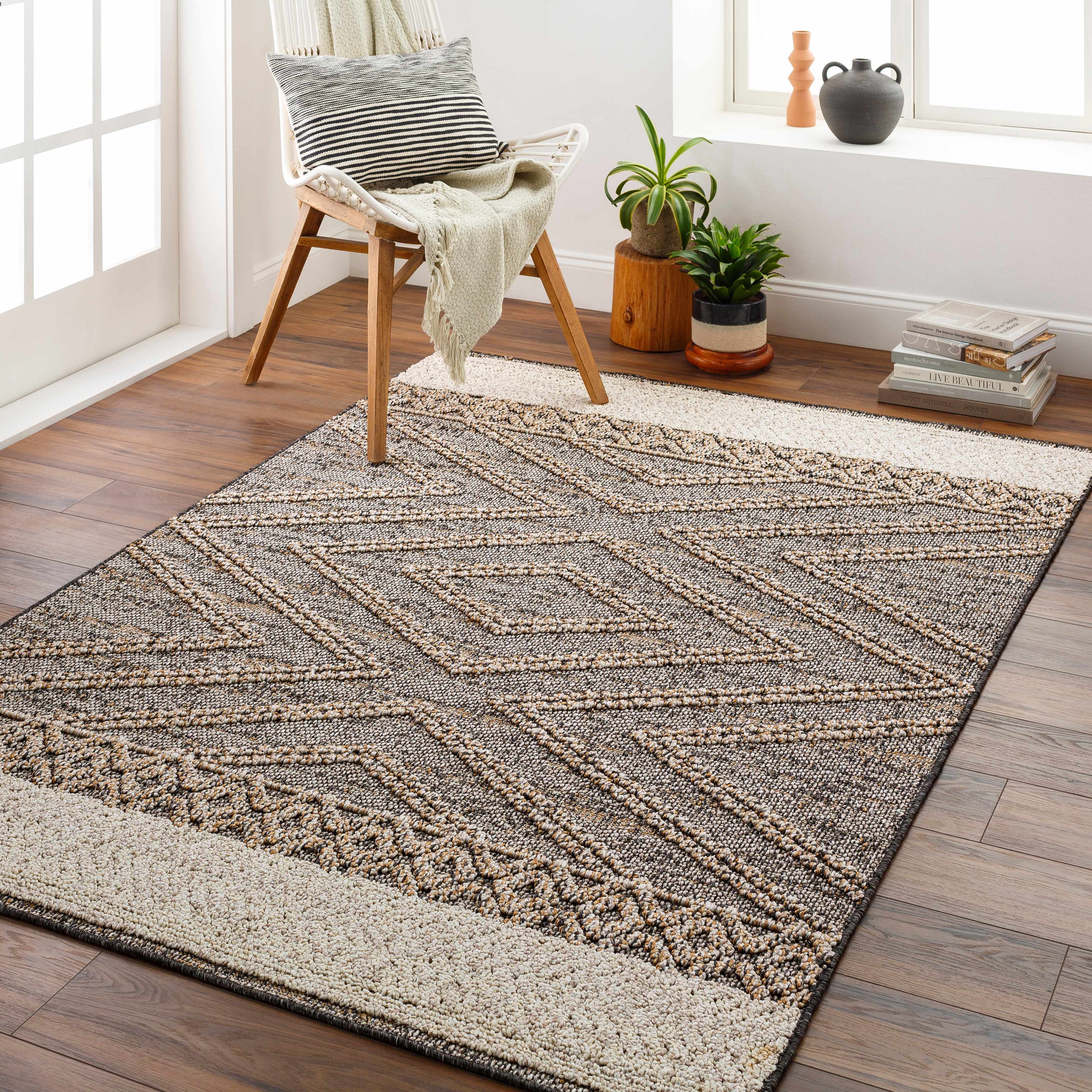 Beige Charcoal Areli Area Rug - Image 4