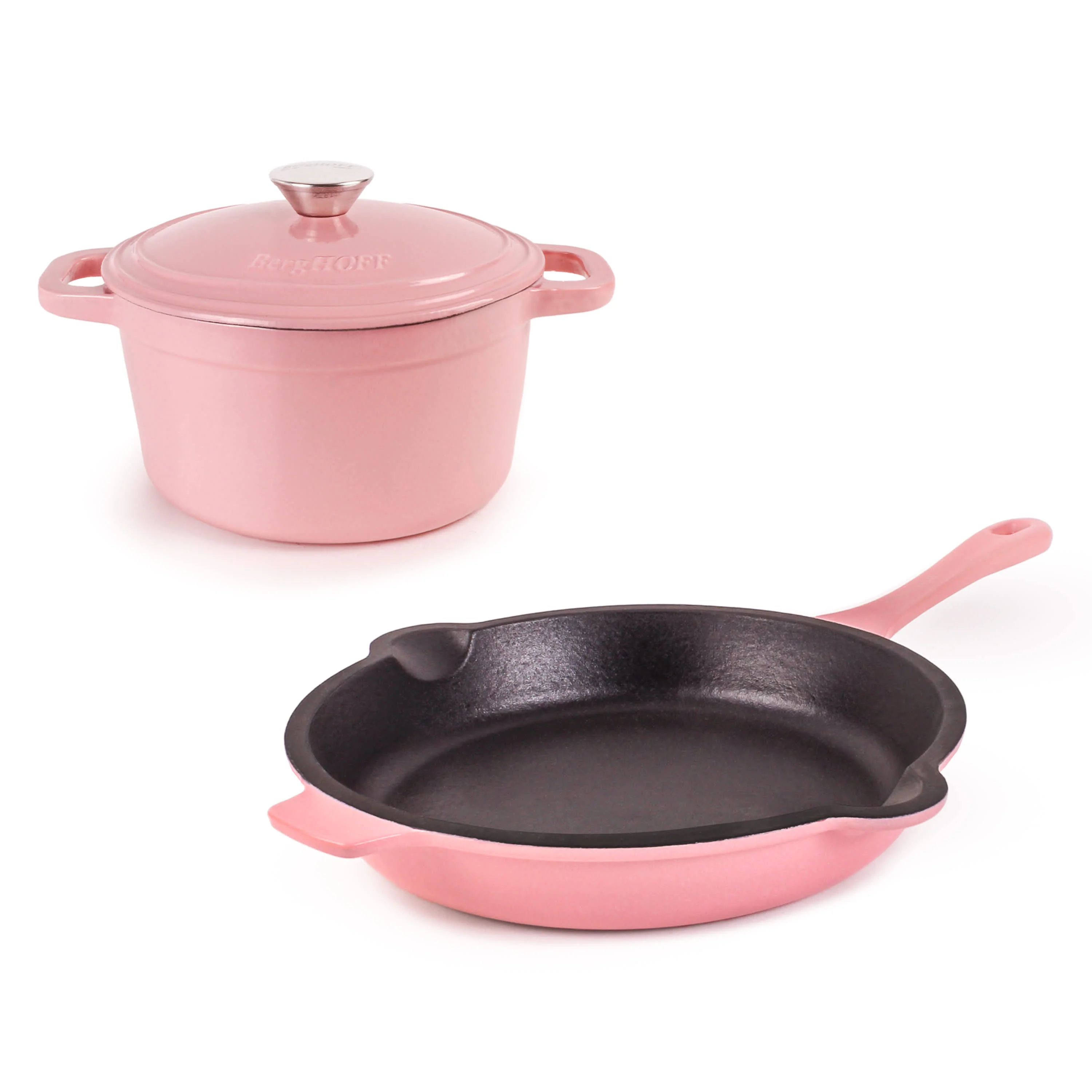 BergHOFF Neo 3pc Cast Iron Cookware Set, Fry Pan & Round Dutch Oven - Image 4
