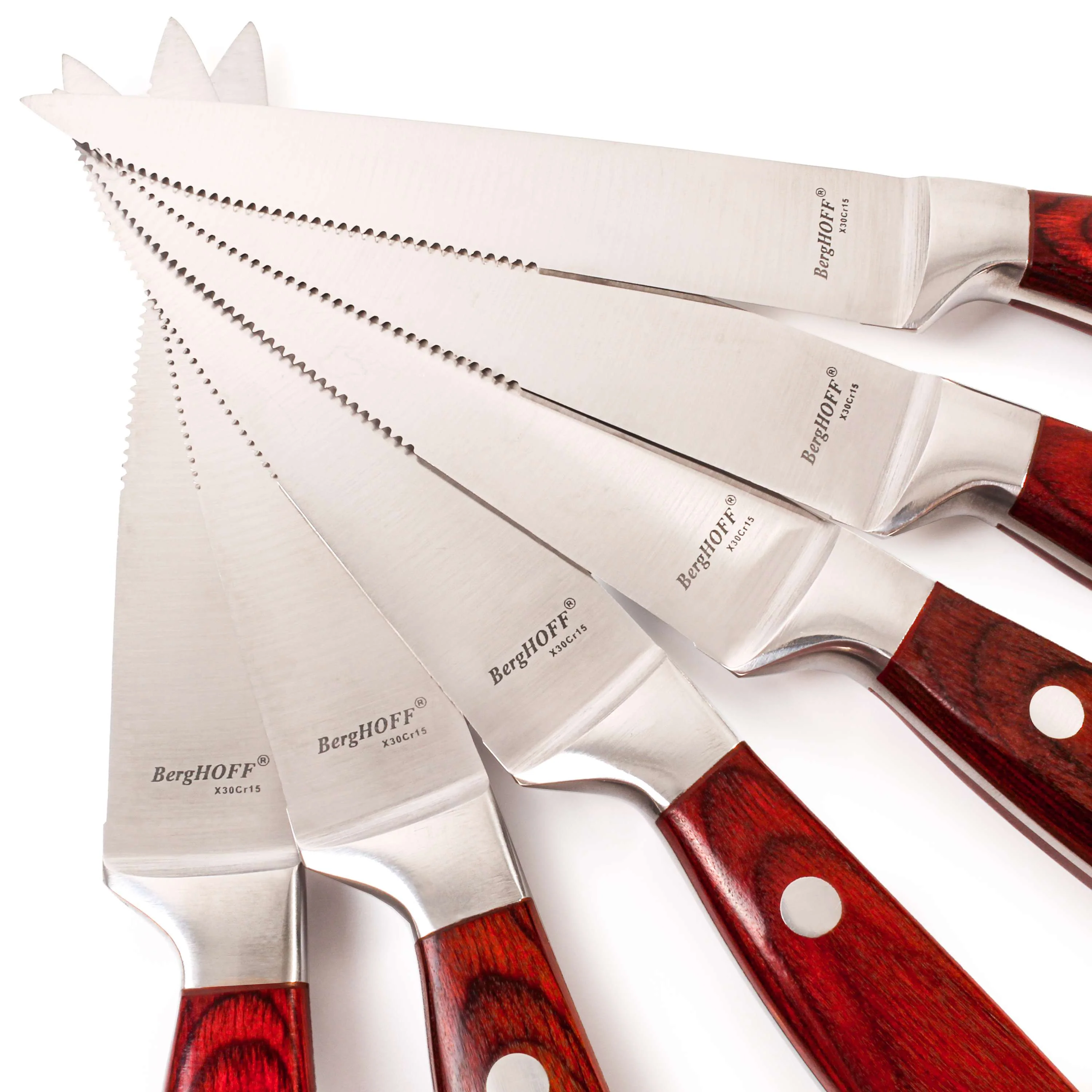 BergHOFF Pakka Wood 12pc Stainless Steel Steak Knife Set 4.75", Brown - Image 2