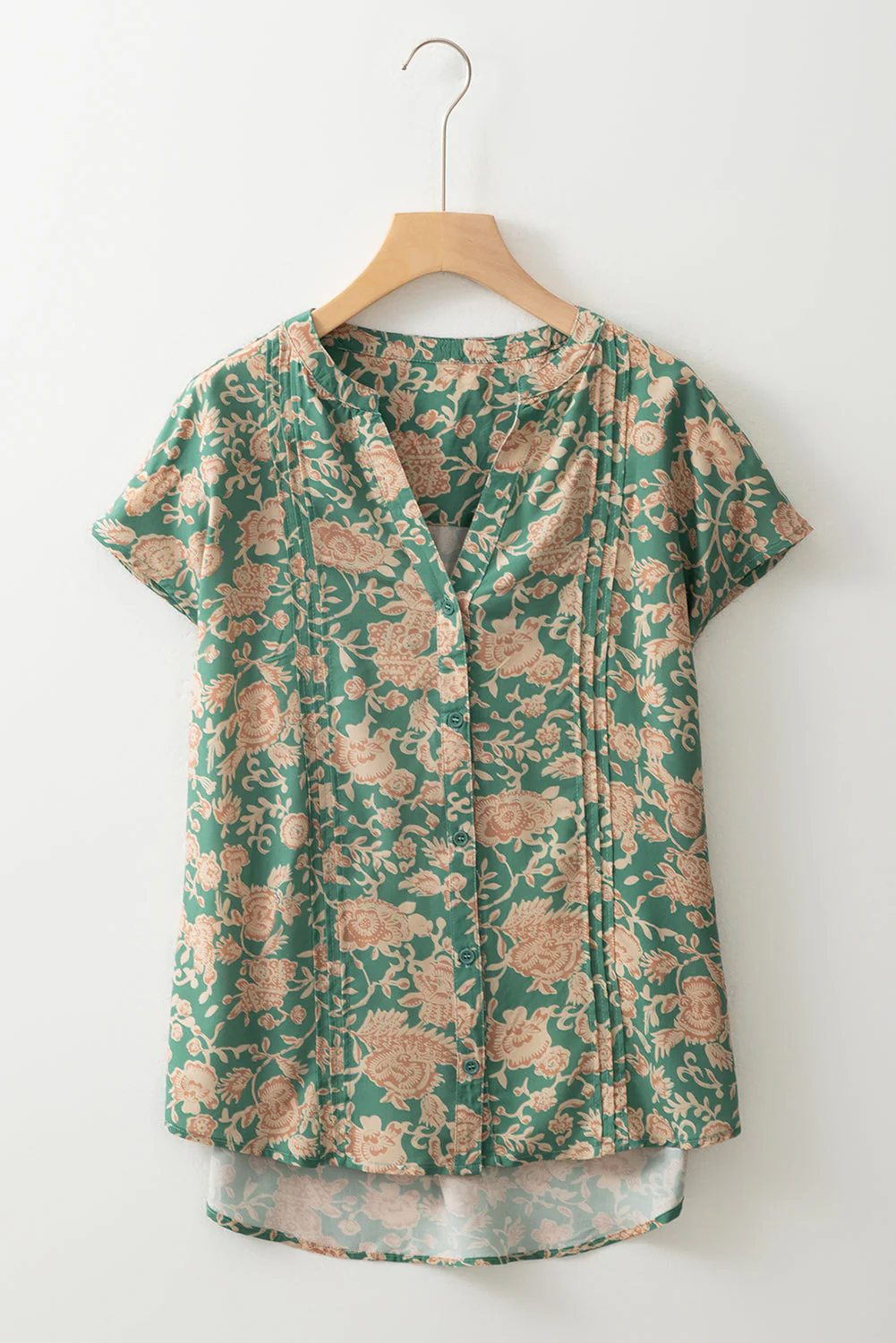 Threaded Pear Bethany Pleated Short Sleeve Blouse - Image 6