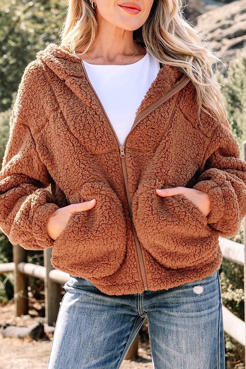 Threaded Pear Bethany Up Hooded Sherpa Jacket - Image 8