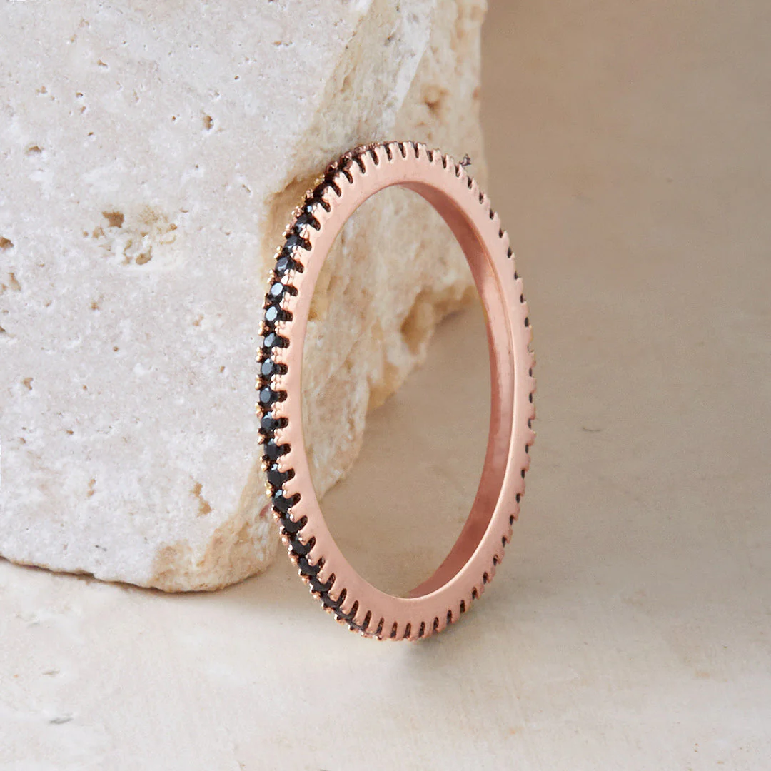 Mint & Lily Black Diamond Eternity Stacking Ring - Image 17