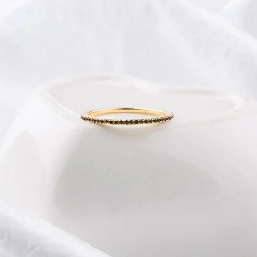 Mint & Lily Black Diamond Eternity Stacking Ring - Image 7