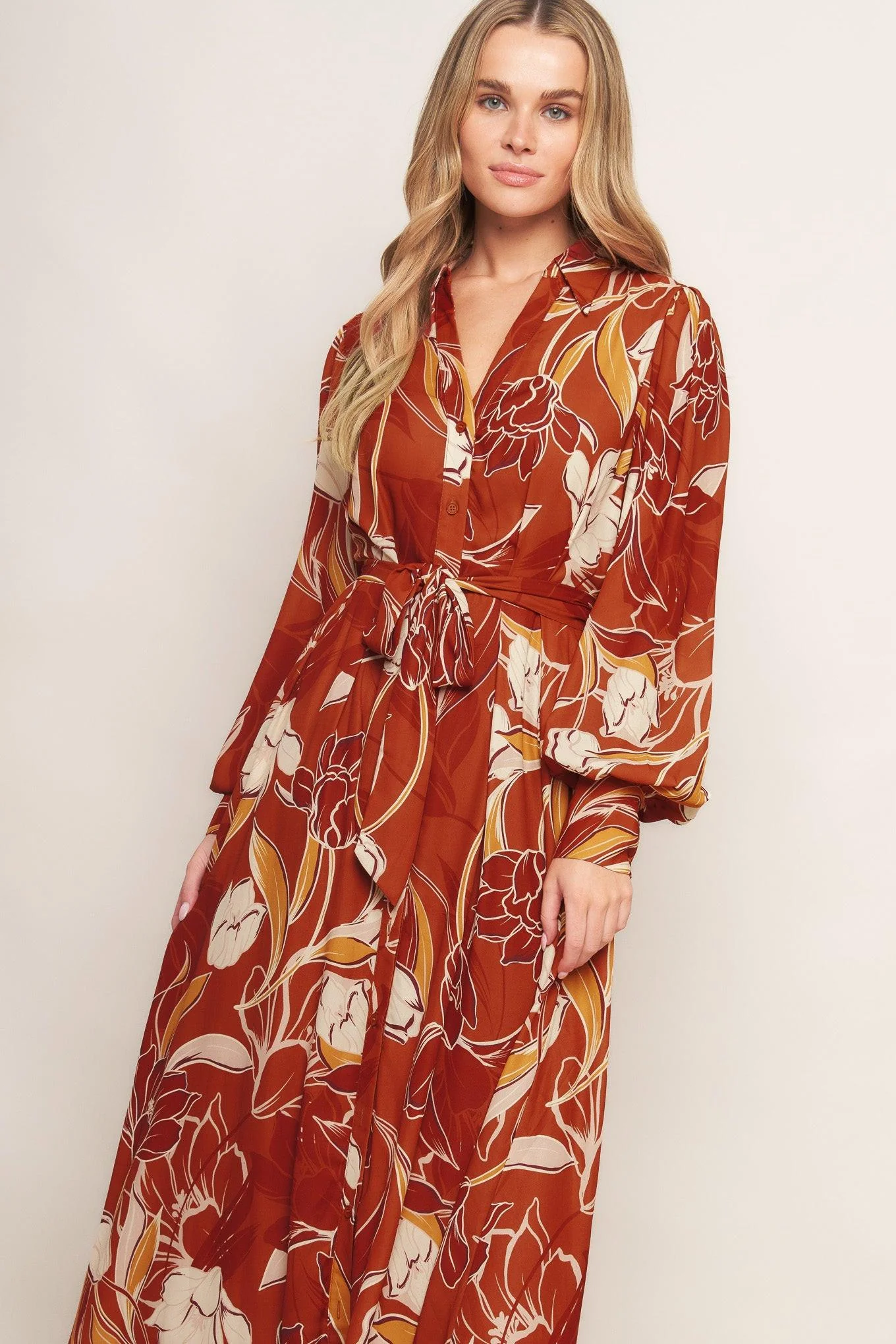 Blooming Radiance Woven Midi Dress - Image 5