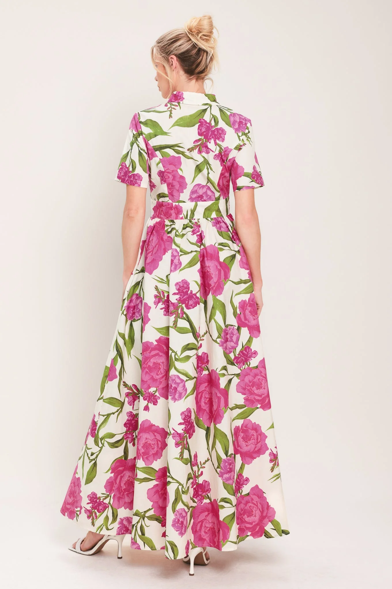 Blooming Rose Woven Maxi Shirt Dress - Image 6