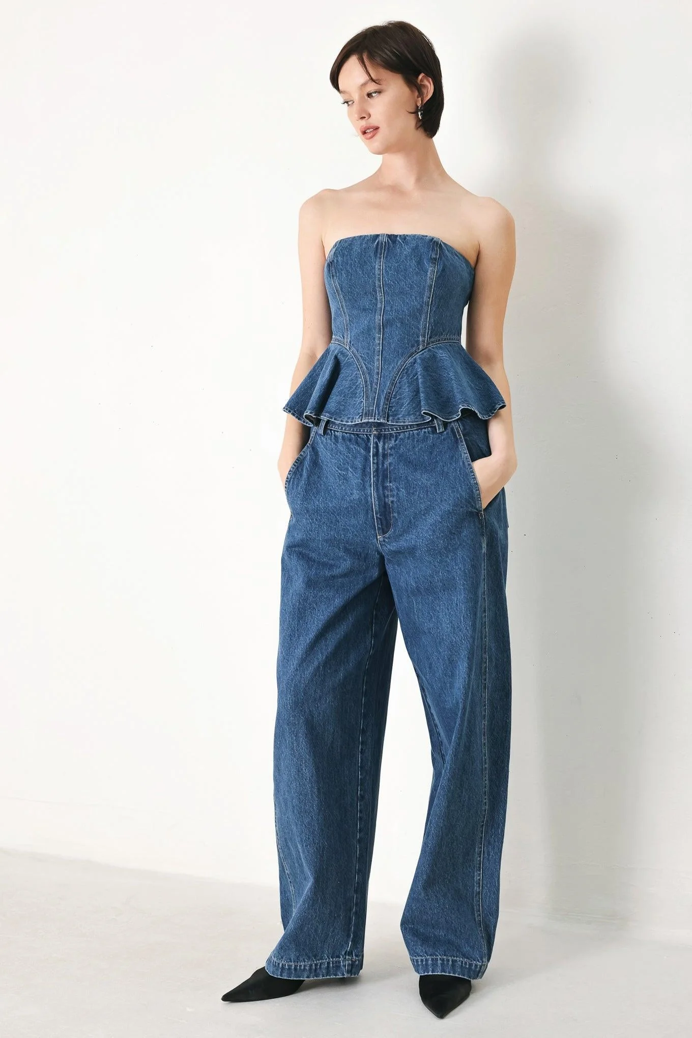 Blue Blossom Bustier Denim Top - Image 3