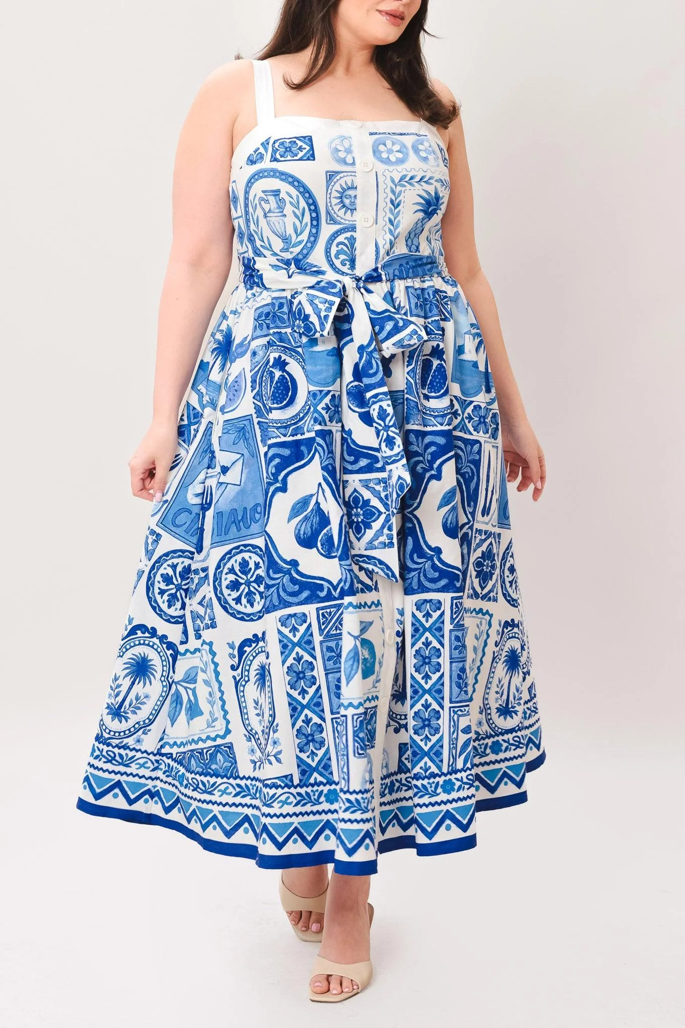 Blue Majolica Charm Woven Midi Dress - Image 11