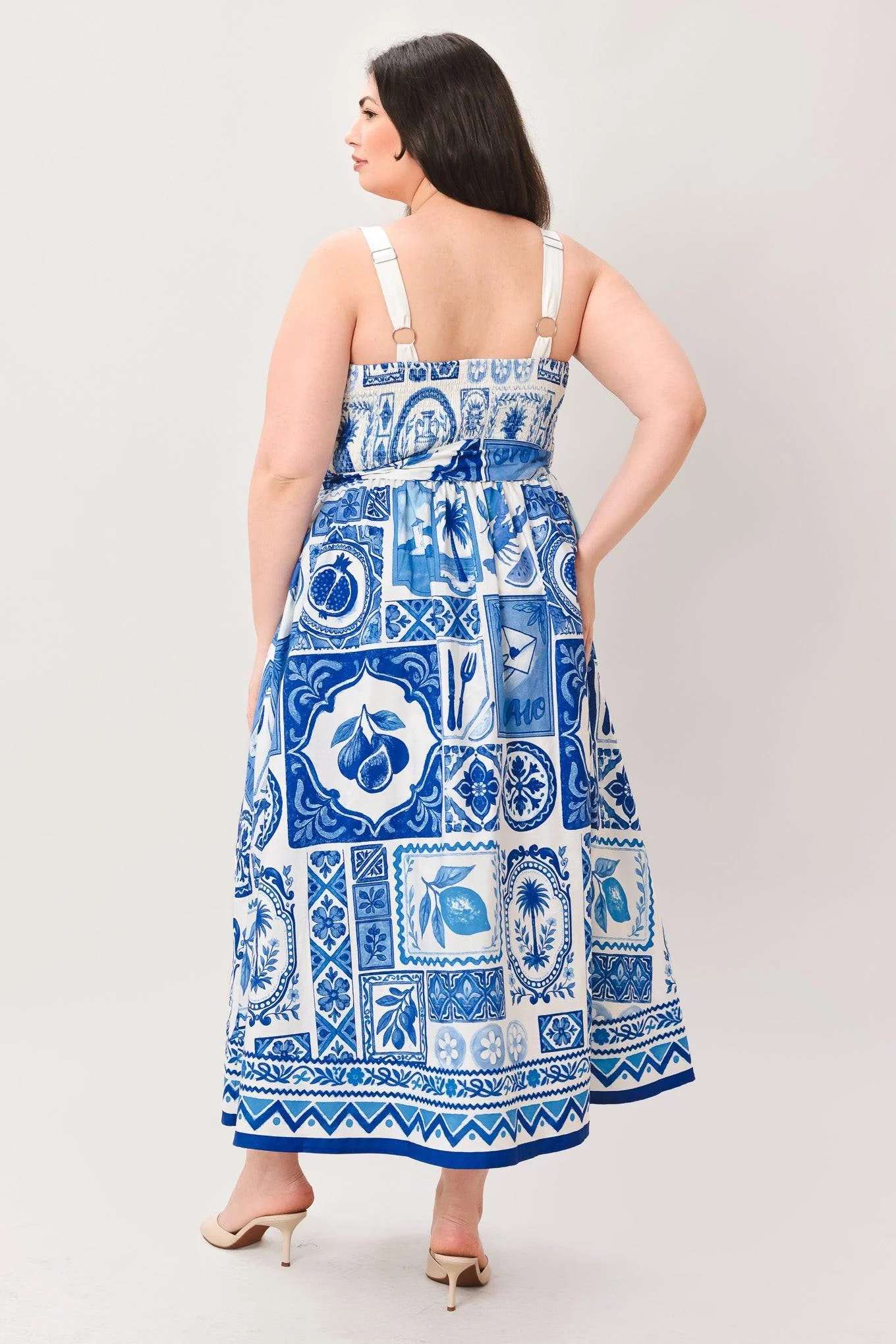 Blue Majolica Charm Woven Midi Dress - Image 13