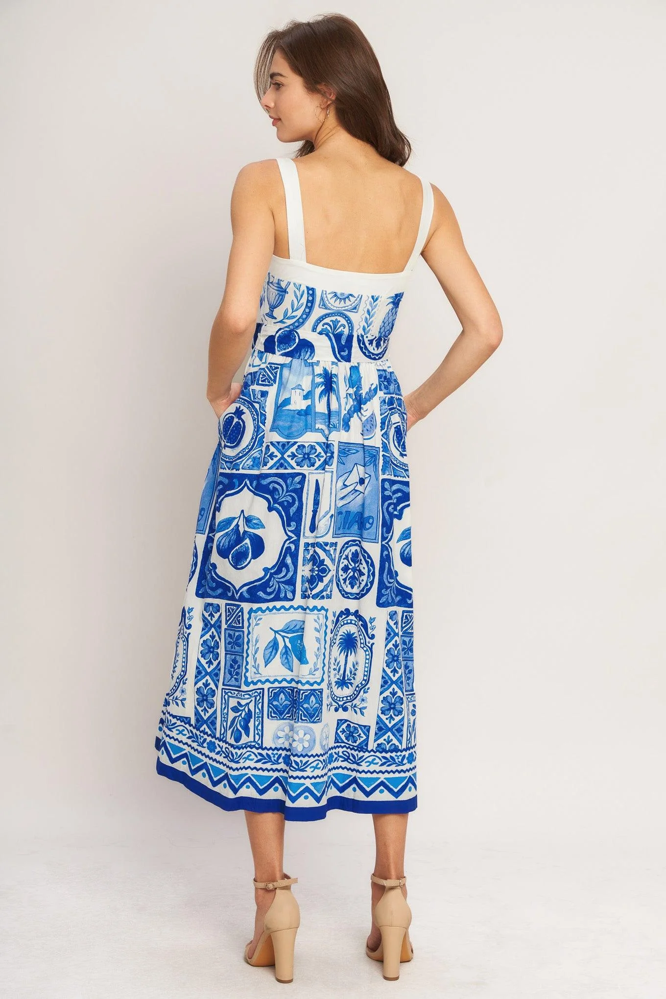 Blue Majolica Charm Woven Midi Dress - Image 2