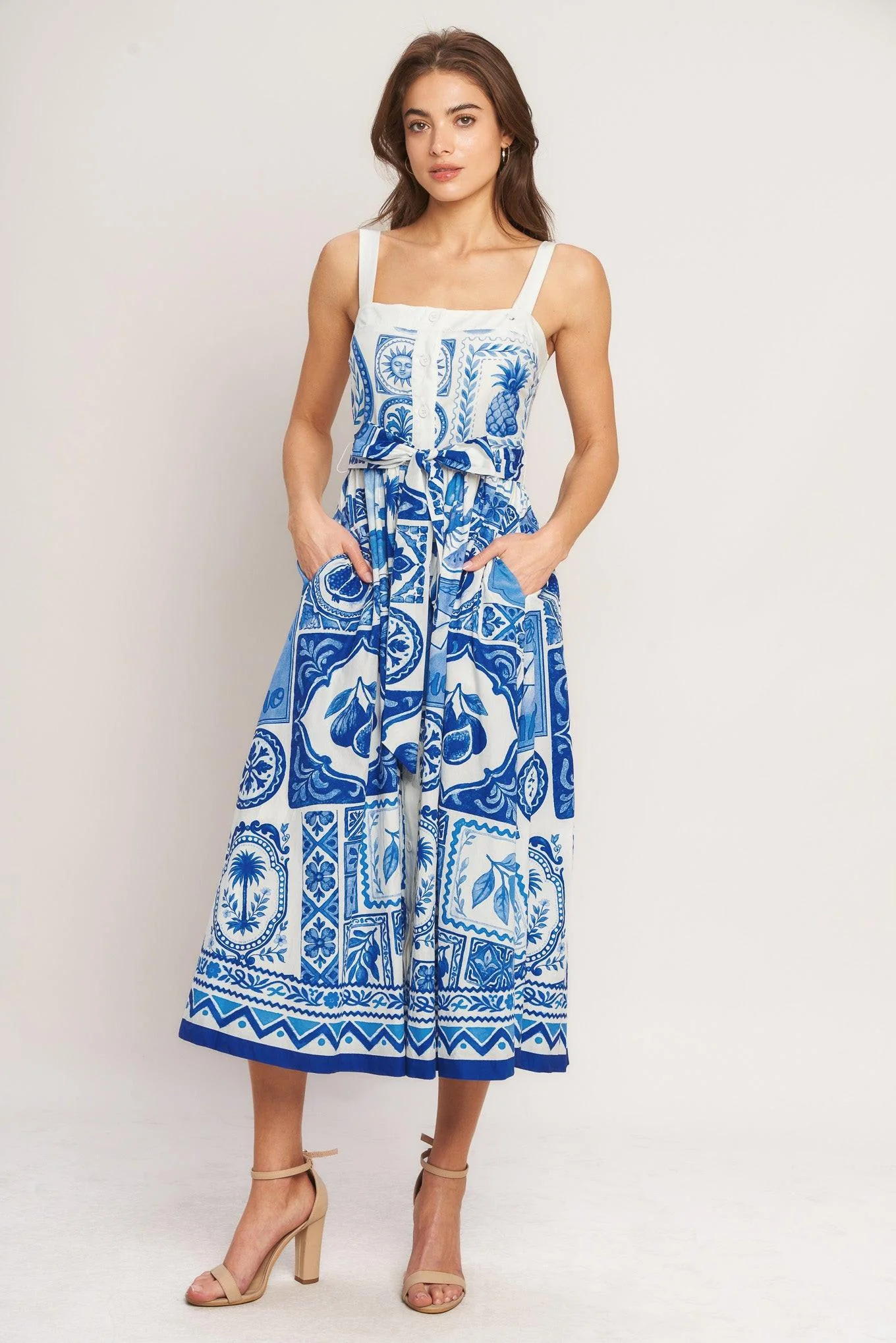 Blue Majolica Charm Woven Midi Dress - Image 3