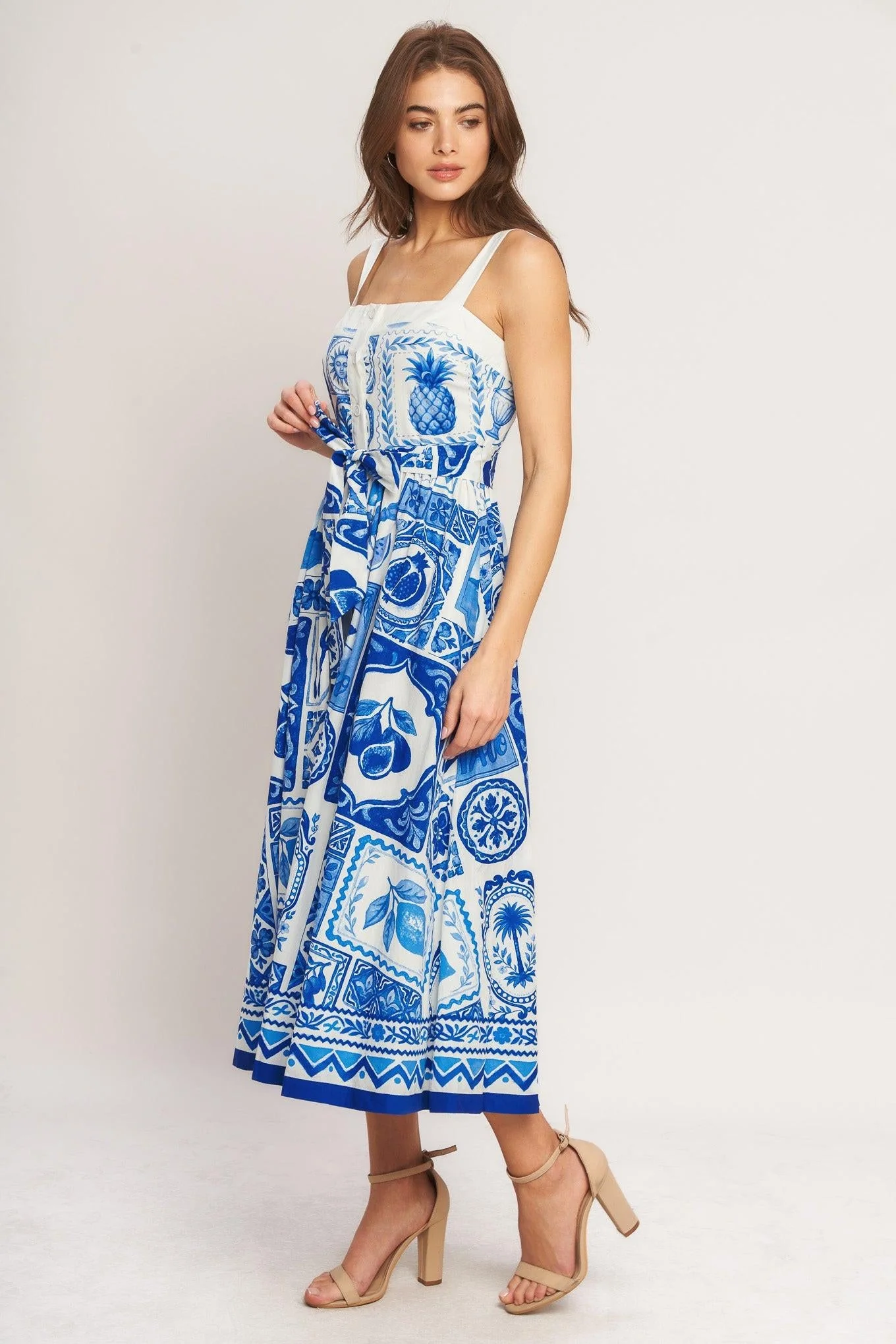 Blue Majolica Charm Woven Midi Dress - Image 5