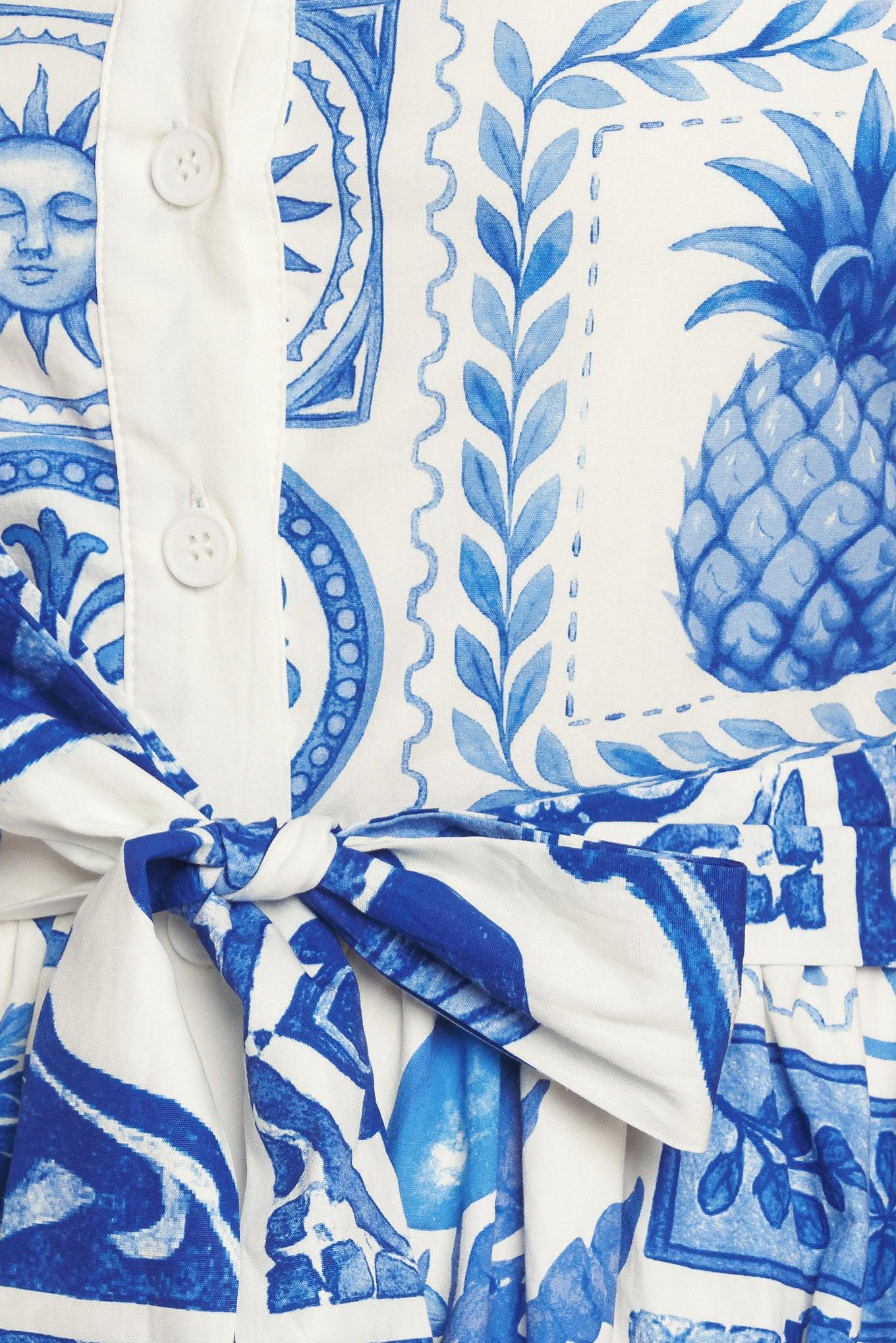 Blue Majolica Charm Woven Midi Dress - Image 7