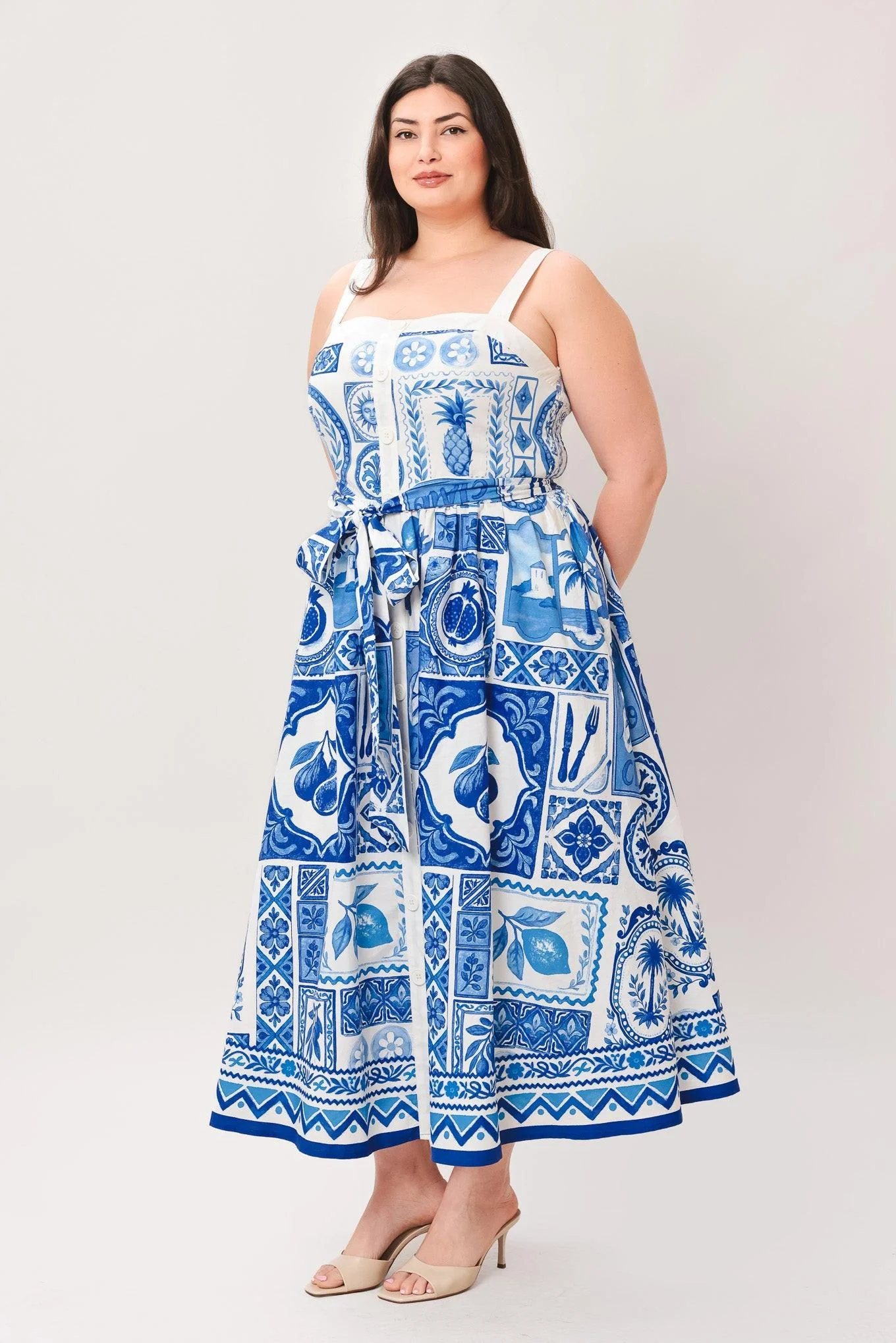 Blue Majolica Charm Woven Midi Dress - Image 8