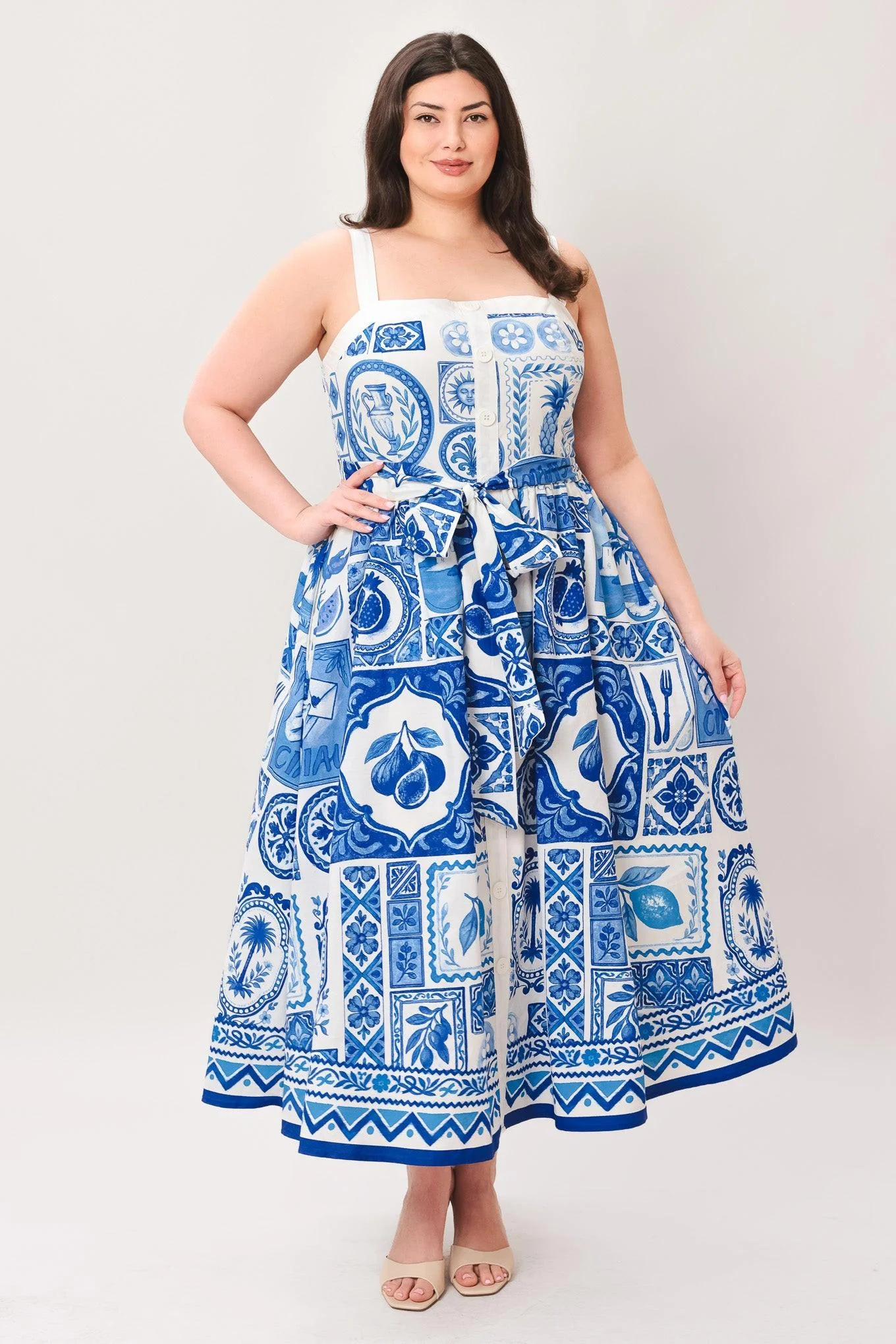 Blue Majolica Charm Woven Midi Dress - Image 9