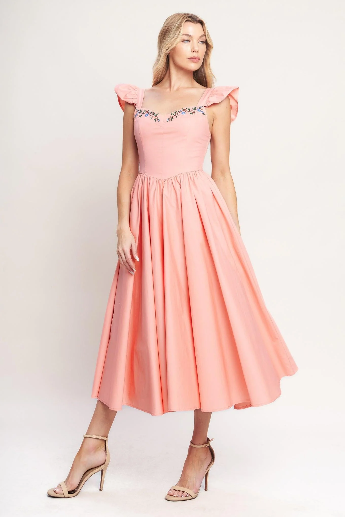 Blushed With Love Woven Midi Dress - Image 4