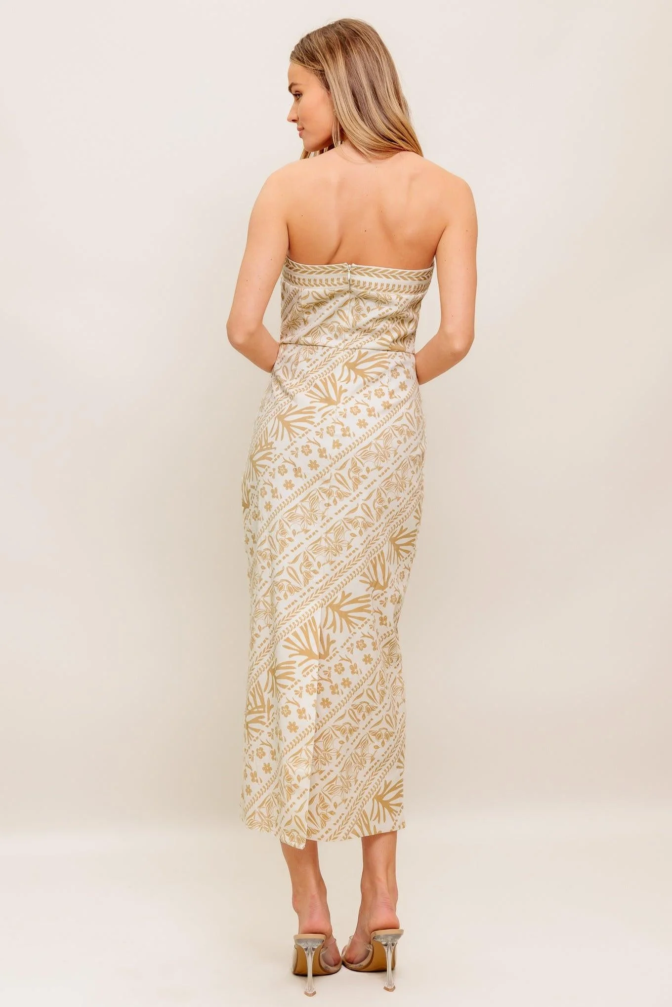 Boho Tropic Drape Woven Midi Dress - Image 3