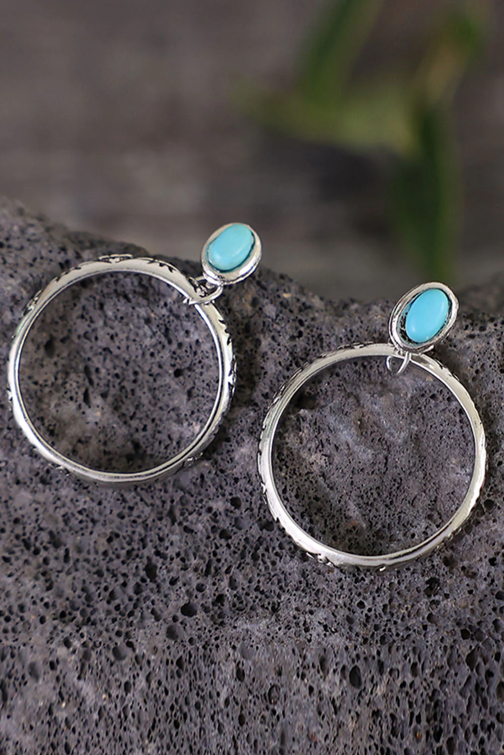 Bold Ring Turquoise Stud Earrings - Image 4