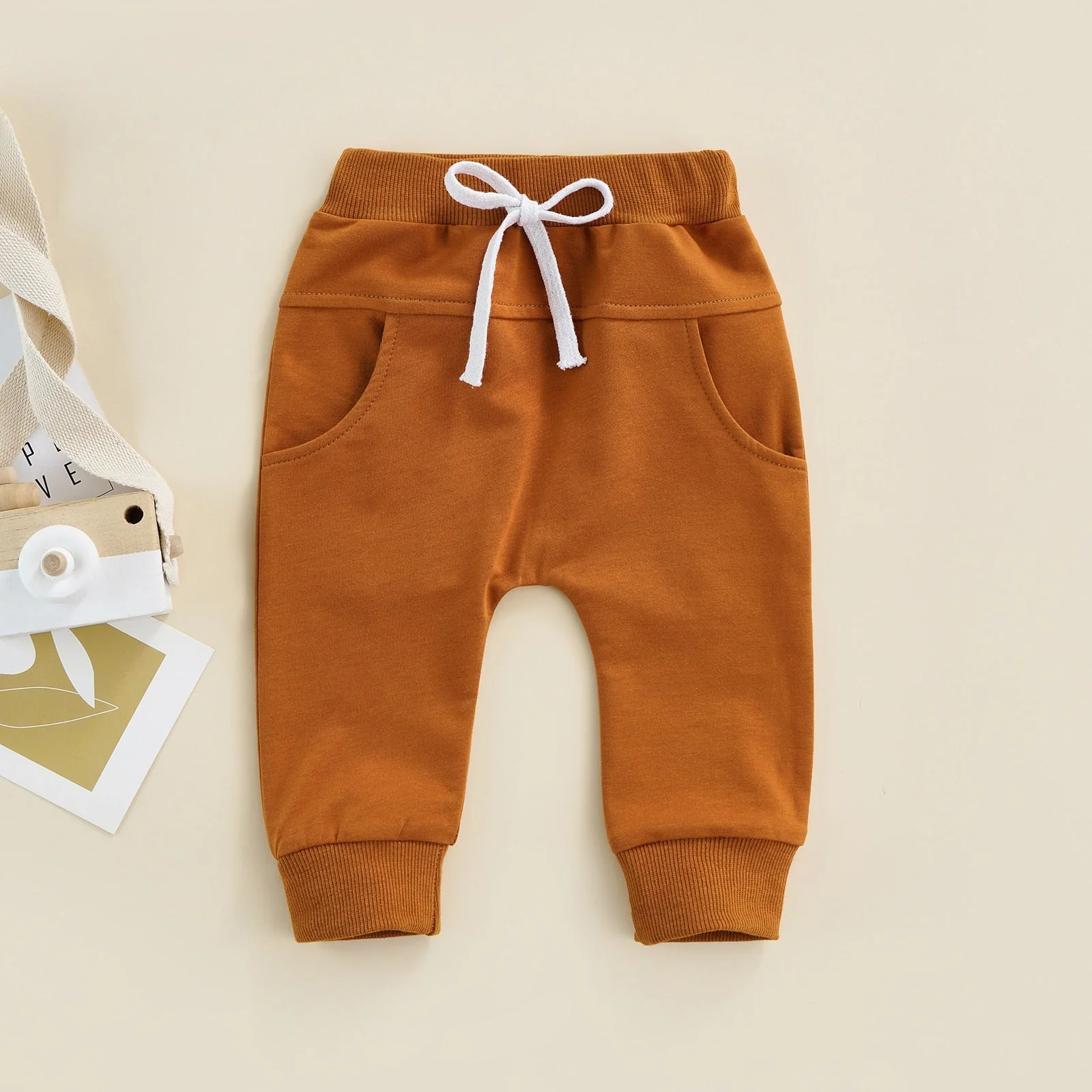 Boys Joggers Elastic Waist Adjustable Drawstring Solid Loose Fit Long Pants Baby and Toddler - Image 9