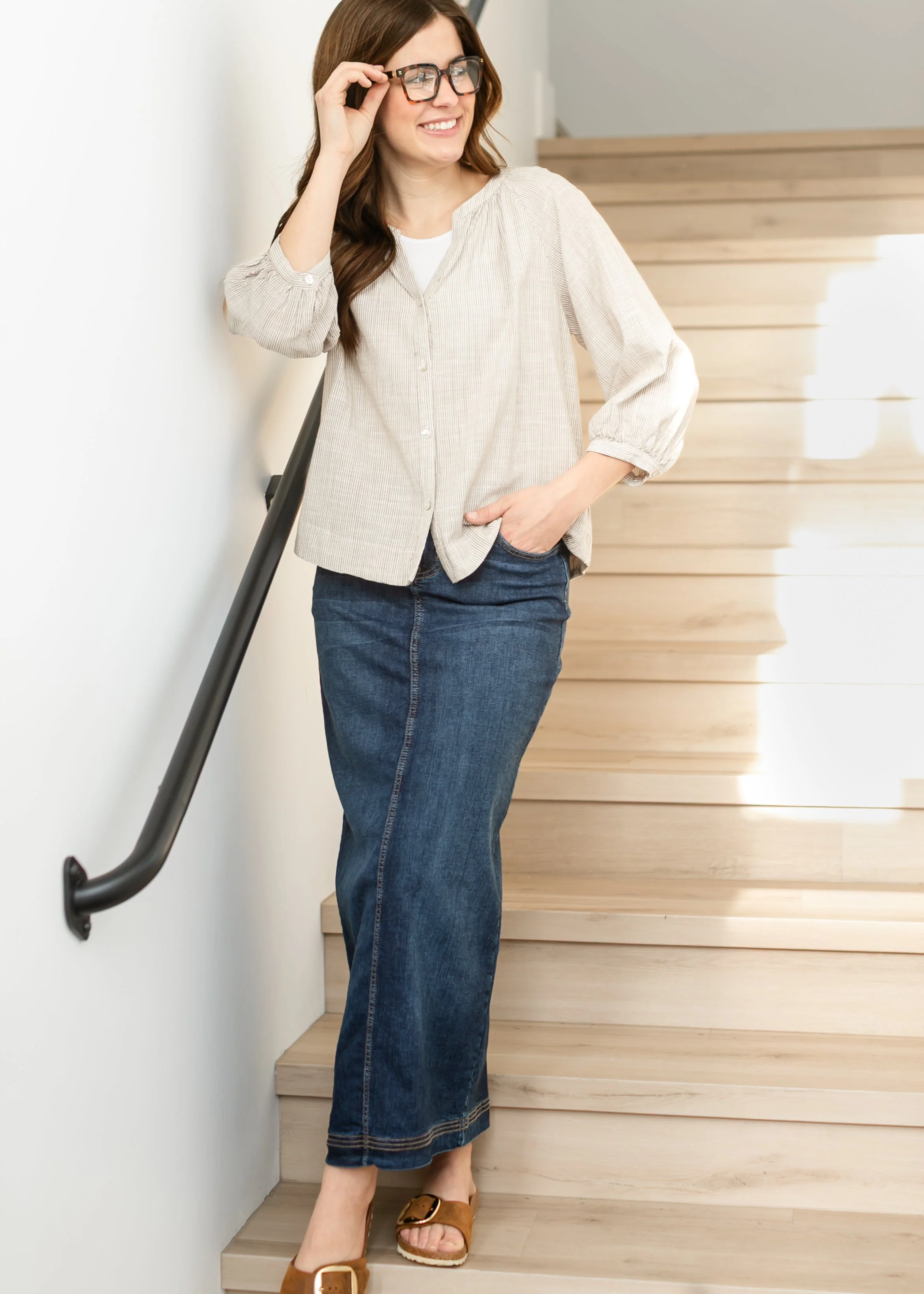 Bria Dark Wash Denim Maxi Skirt - Image 11