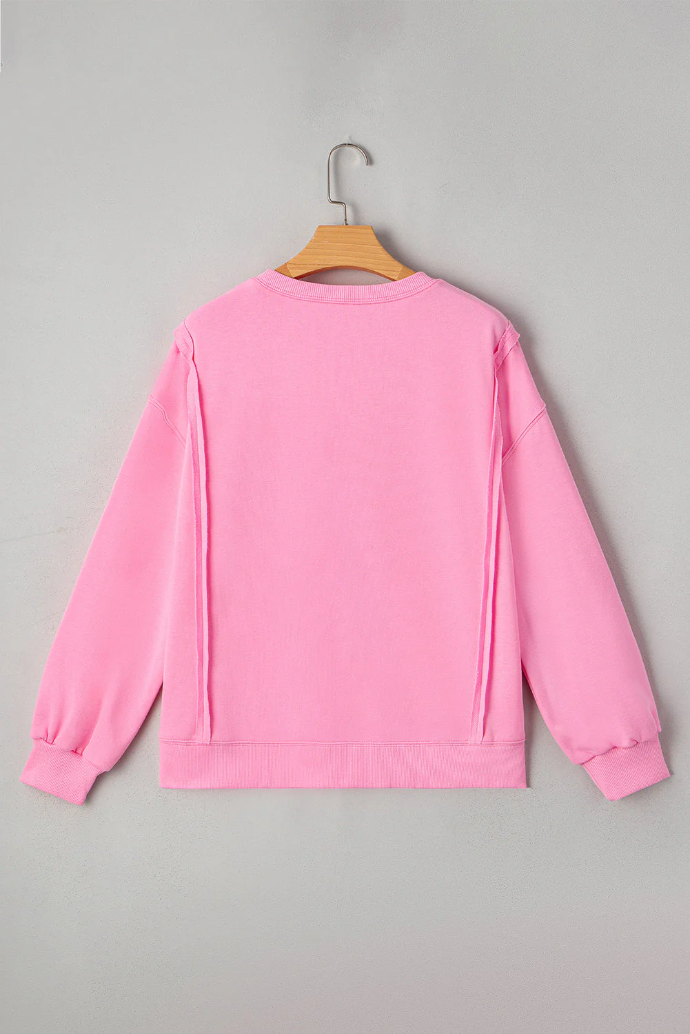 Threaded Pear Brianna Lace Bow Embroidered Exposed Seam Sweatshirt - Image 8
