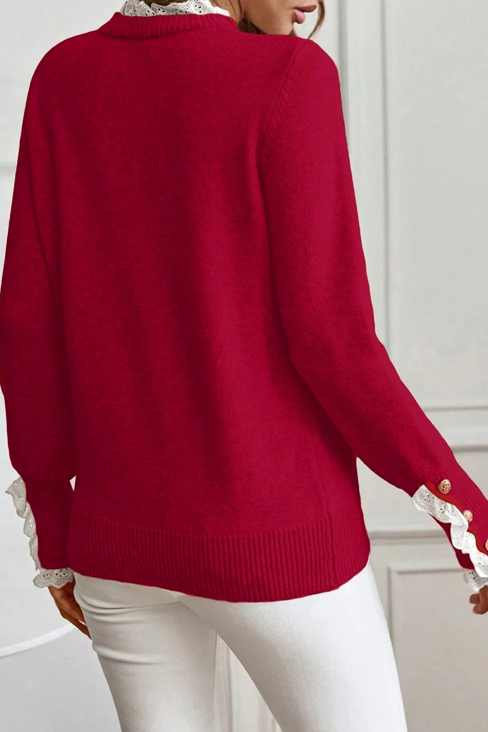 Threaded Pear Brooklynn Patchwork Cuffs Loose Sweater - Image 6