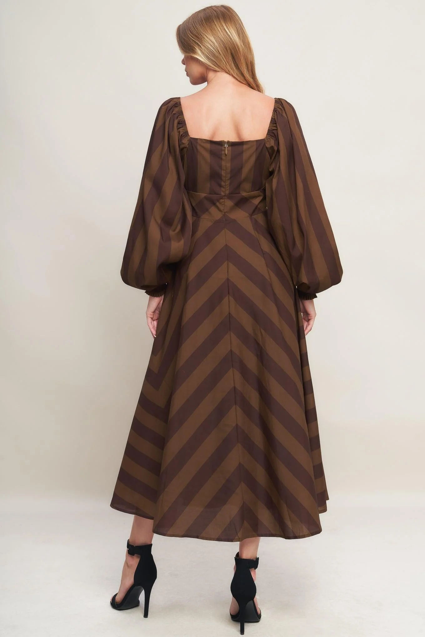 Brown Goddess Flow Woven Midi Dress - Image 3