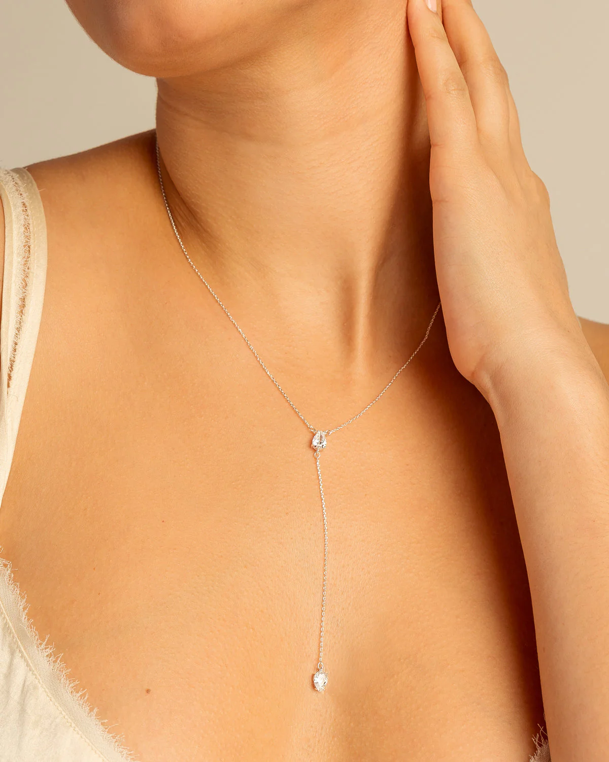 By My Side Pear Cut Lariat Necklace - Image 6